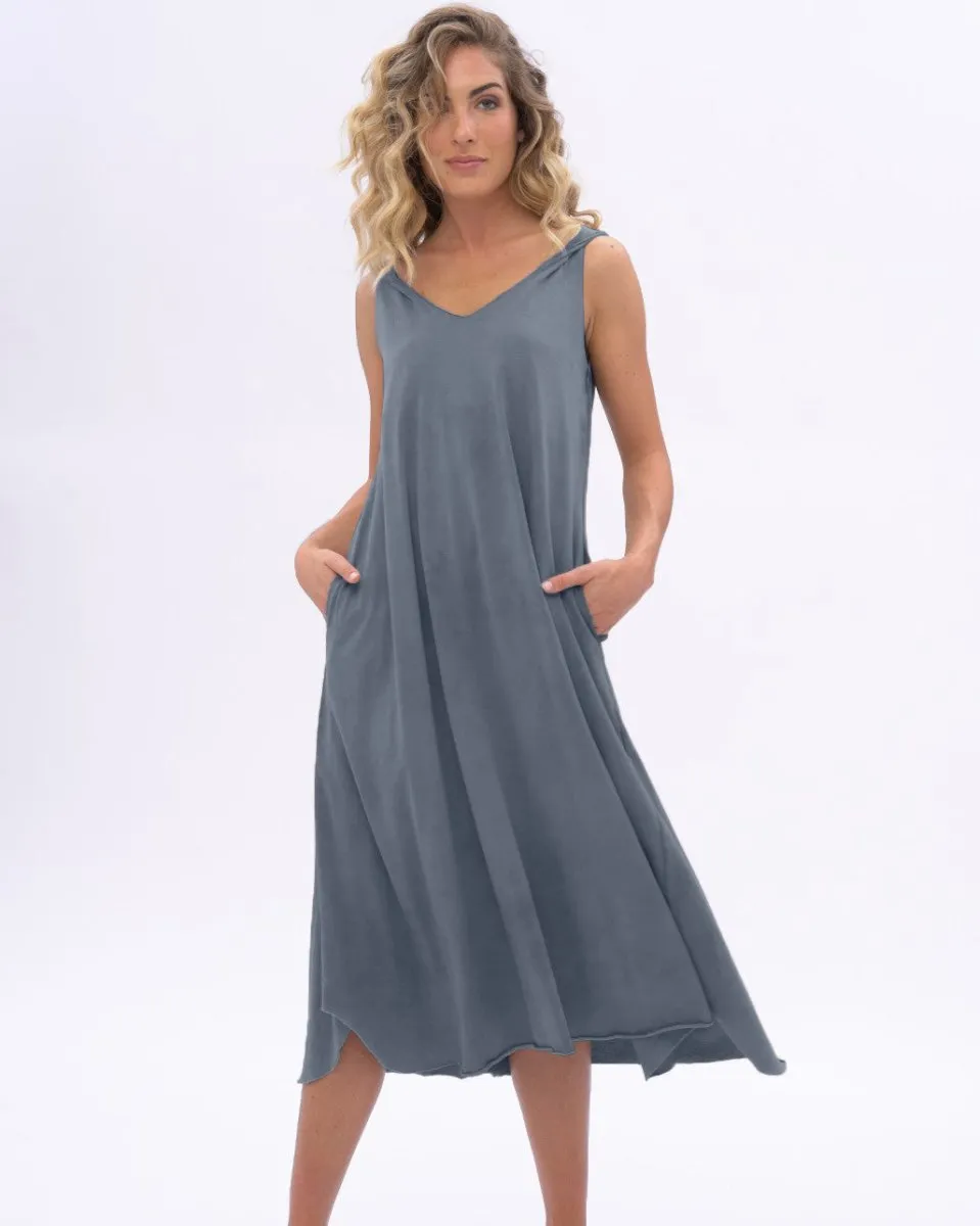 Stonewashed Organic Cotton V-neck Tank Dress