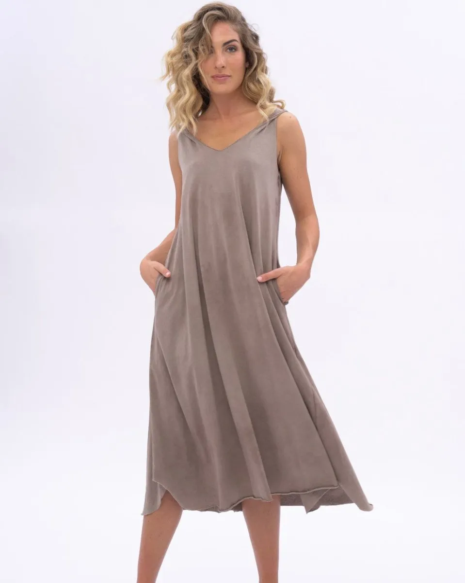 Stonewashed Organic Cotton V-neck Tank Dress