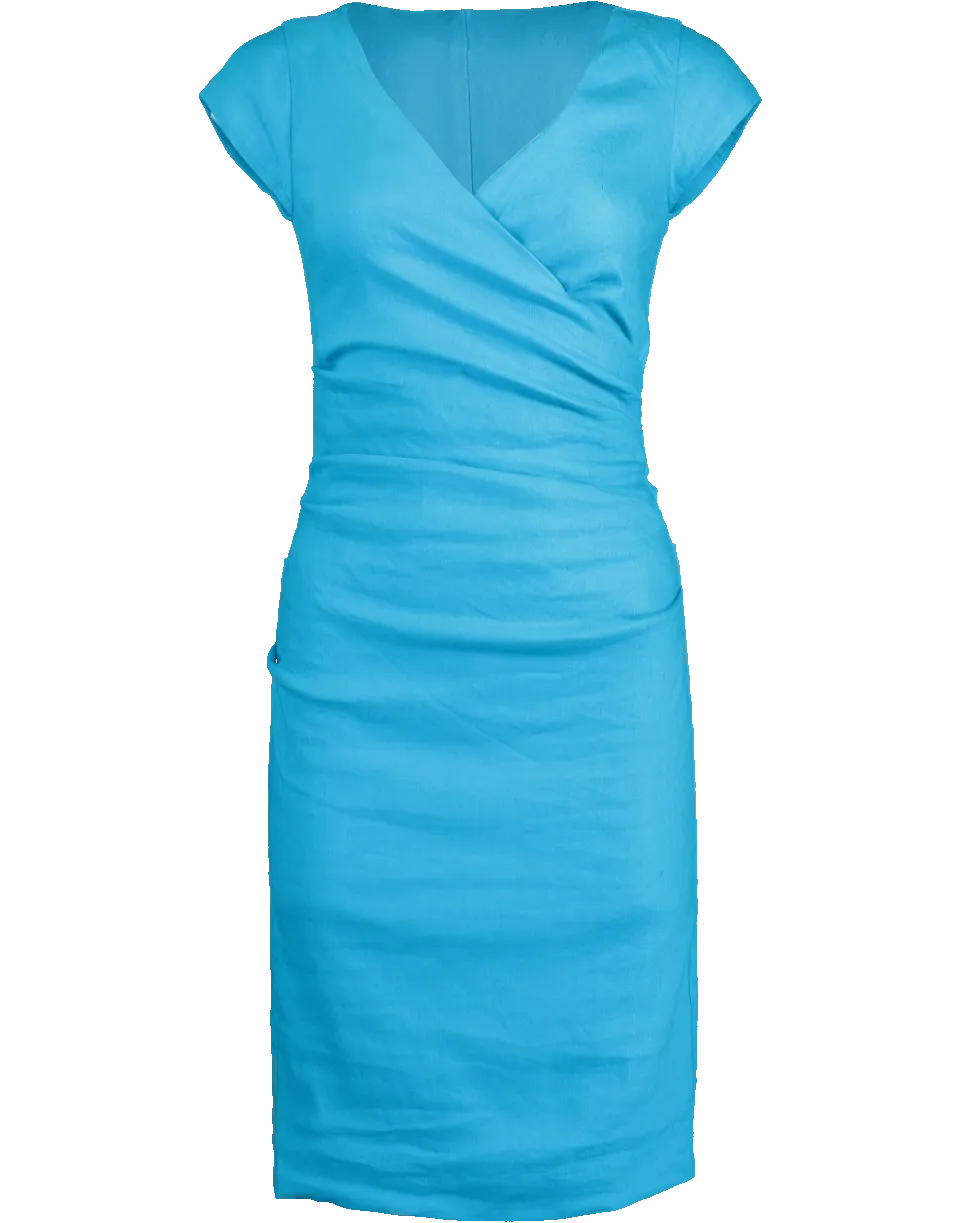 Stretch Linen Wrap Dress