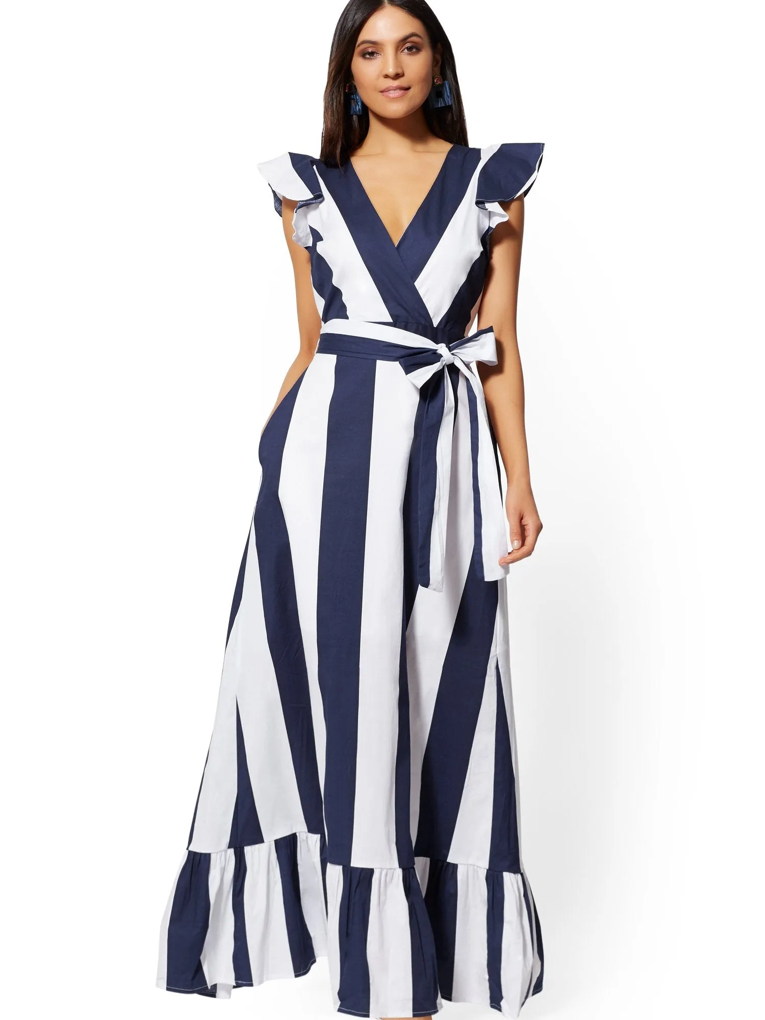 Stripe Flounce Maxi Dress