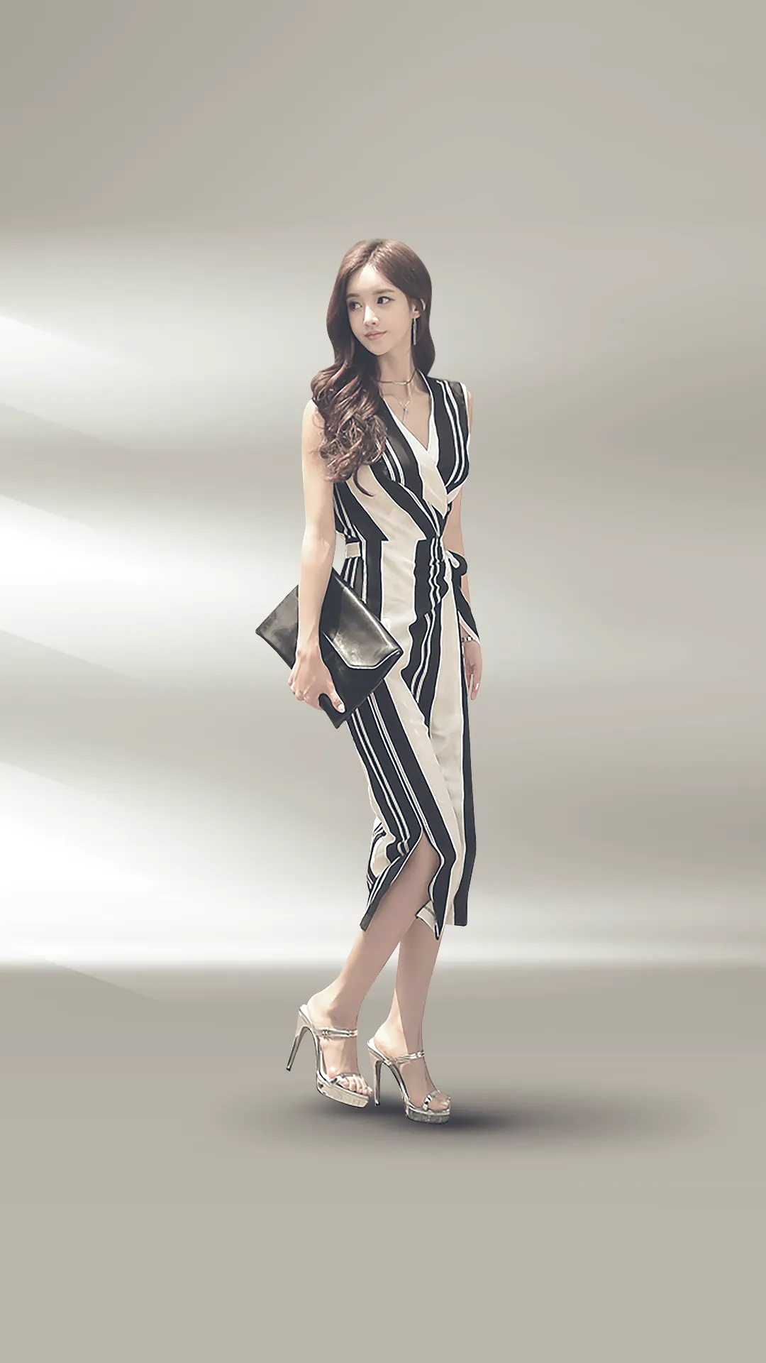 ♀Stripe Wrap Dress