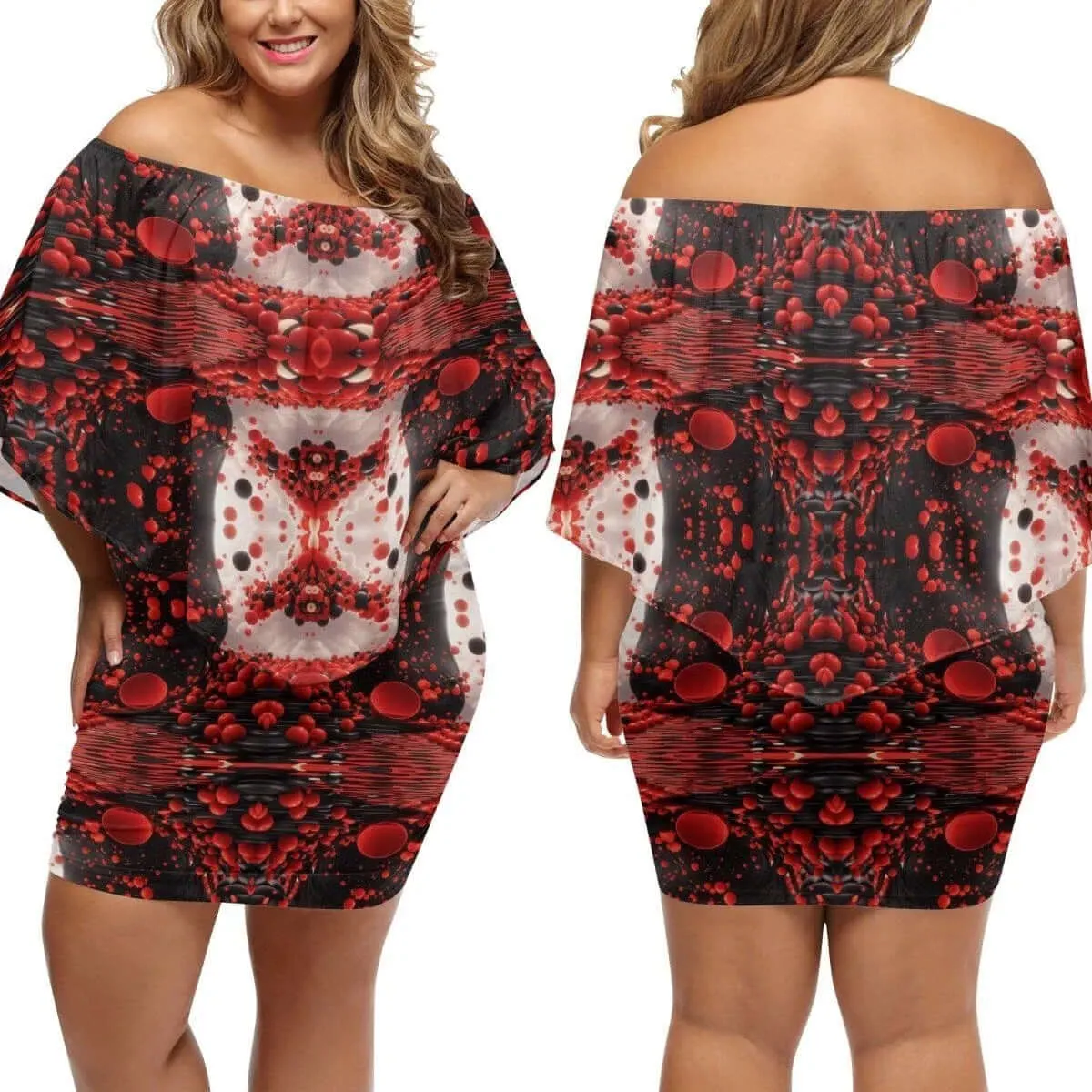 Stylish Red Off the Shoulder Wrap Dress