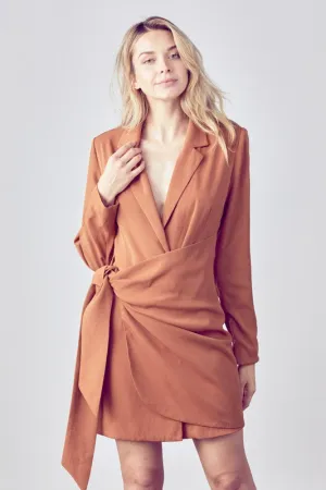 Tabitha Camel Brown Blazer Wrap Dress