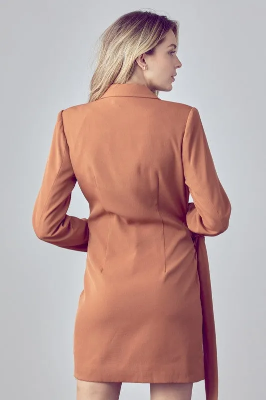 Tabitha Camel Brown Blazer Wrap Dress