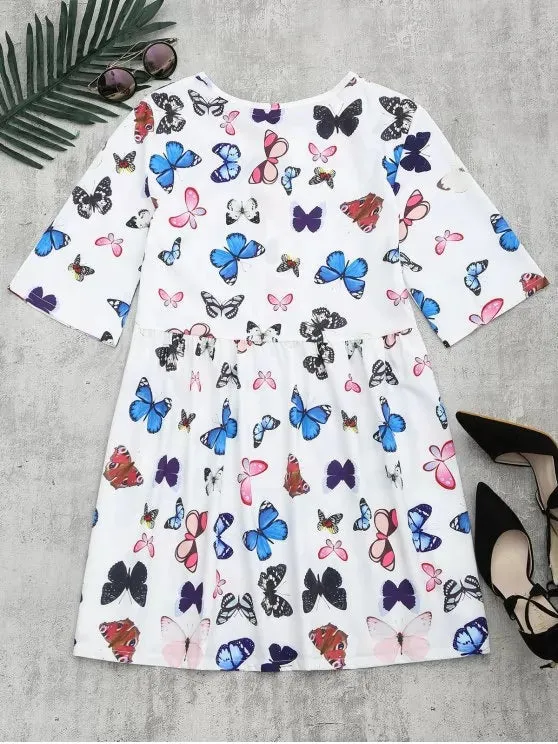 TastyHottie - Pretty Butterfly Print Bowtie Dress