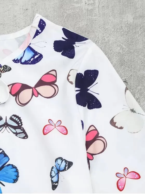 TastyHottie - Pretty Butterfly Print Bowtie Dress