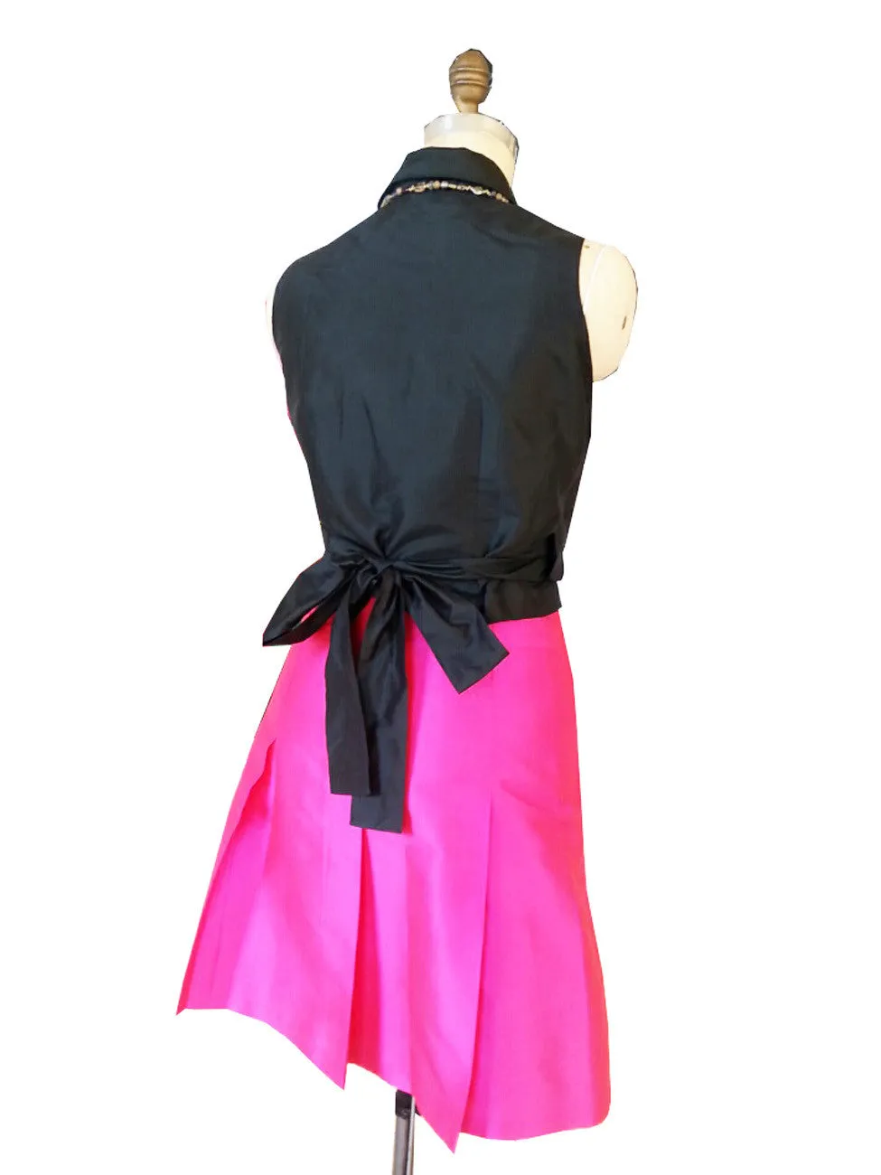 Thai Silk Taffeta Sleeveless Wrap Shirt Black Or White