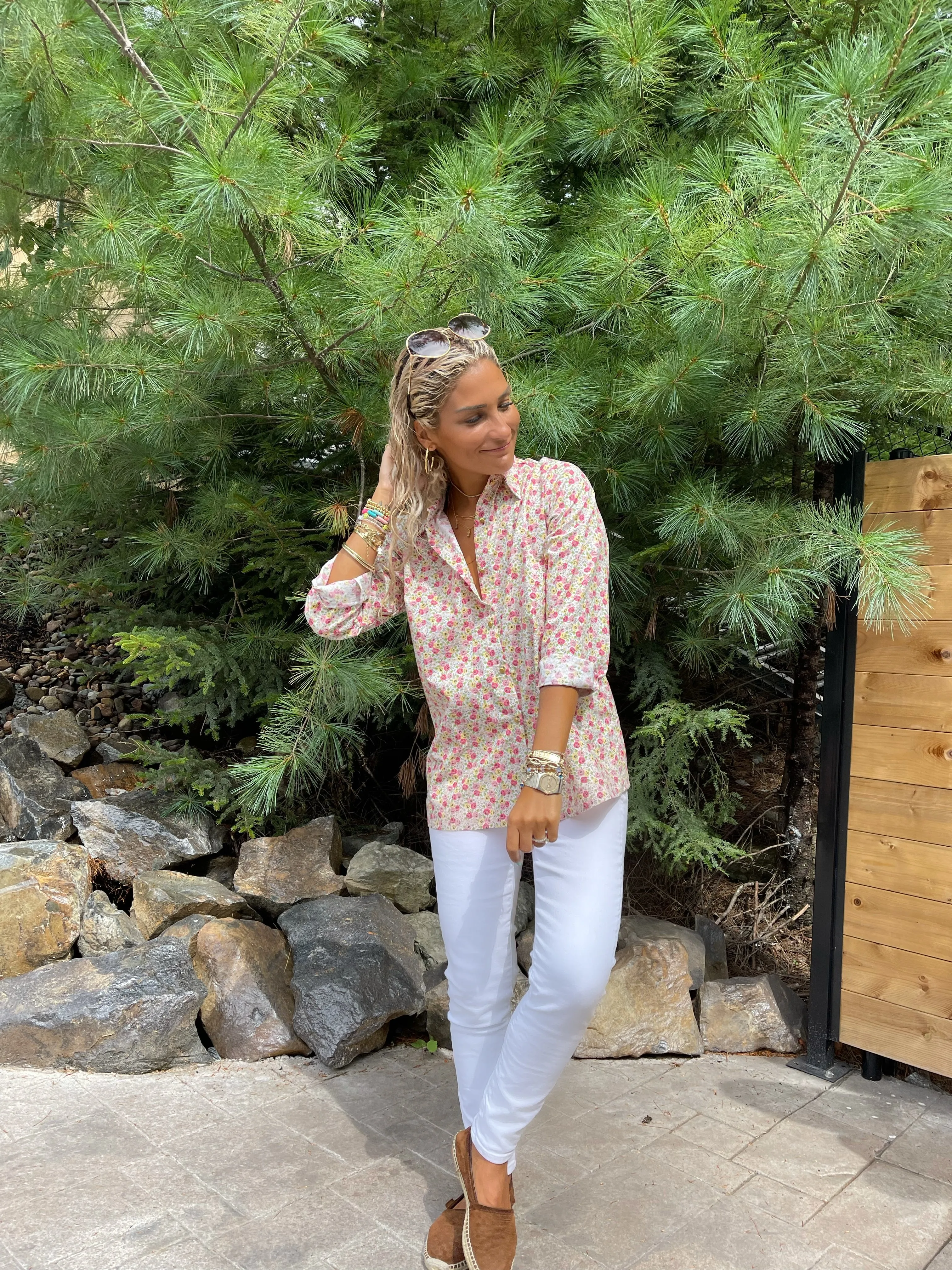The Boyfriend Shirt in Cream Floral