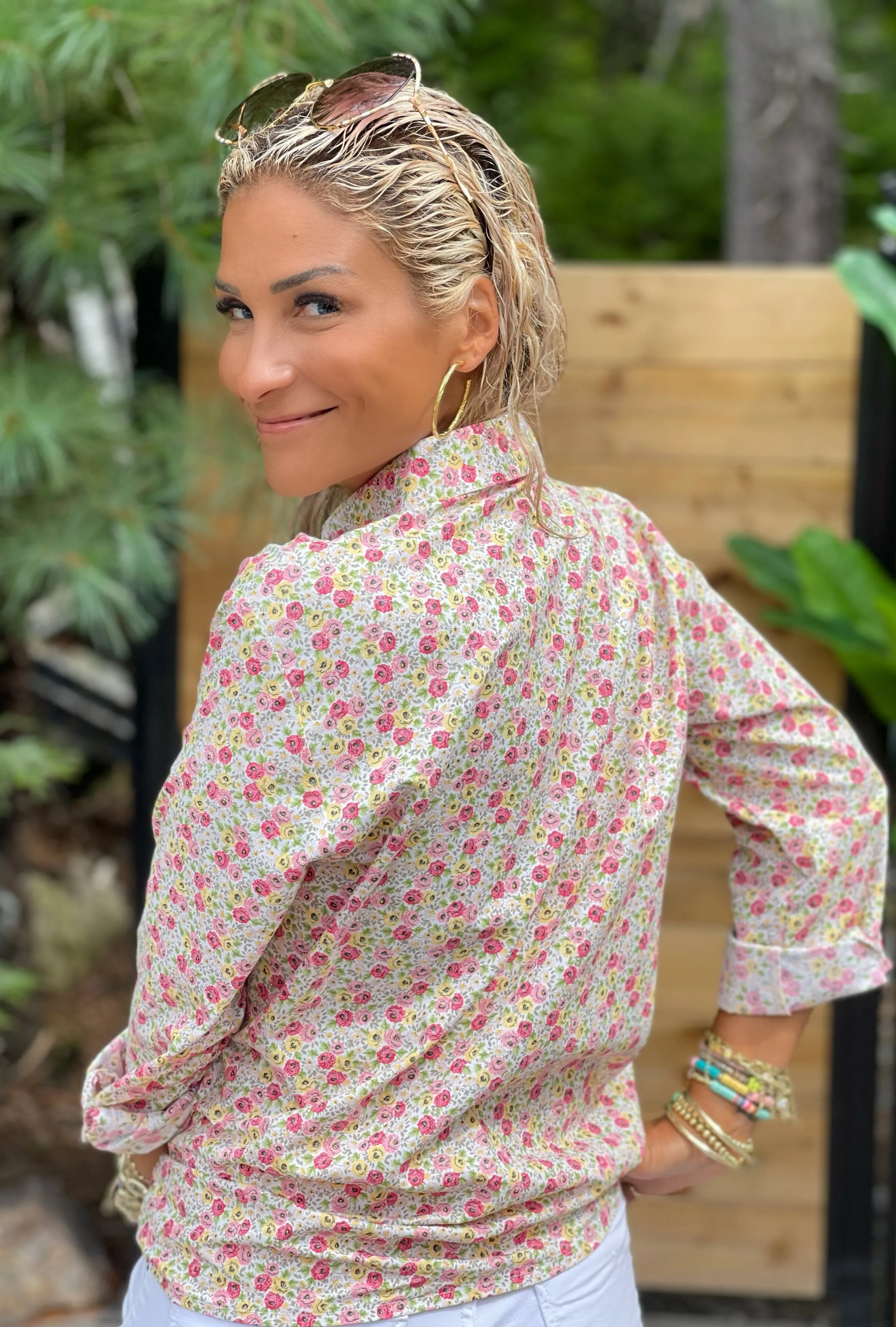 The Boyfriend Shirt in Cream Floral