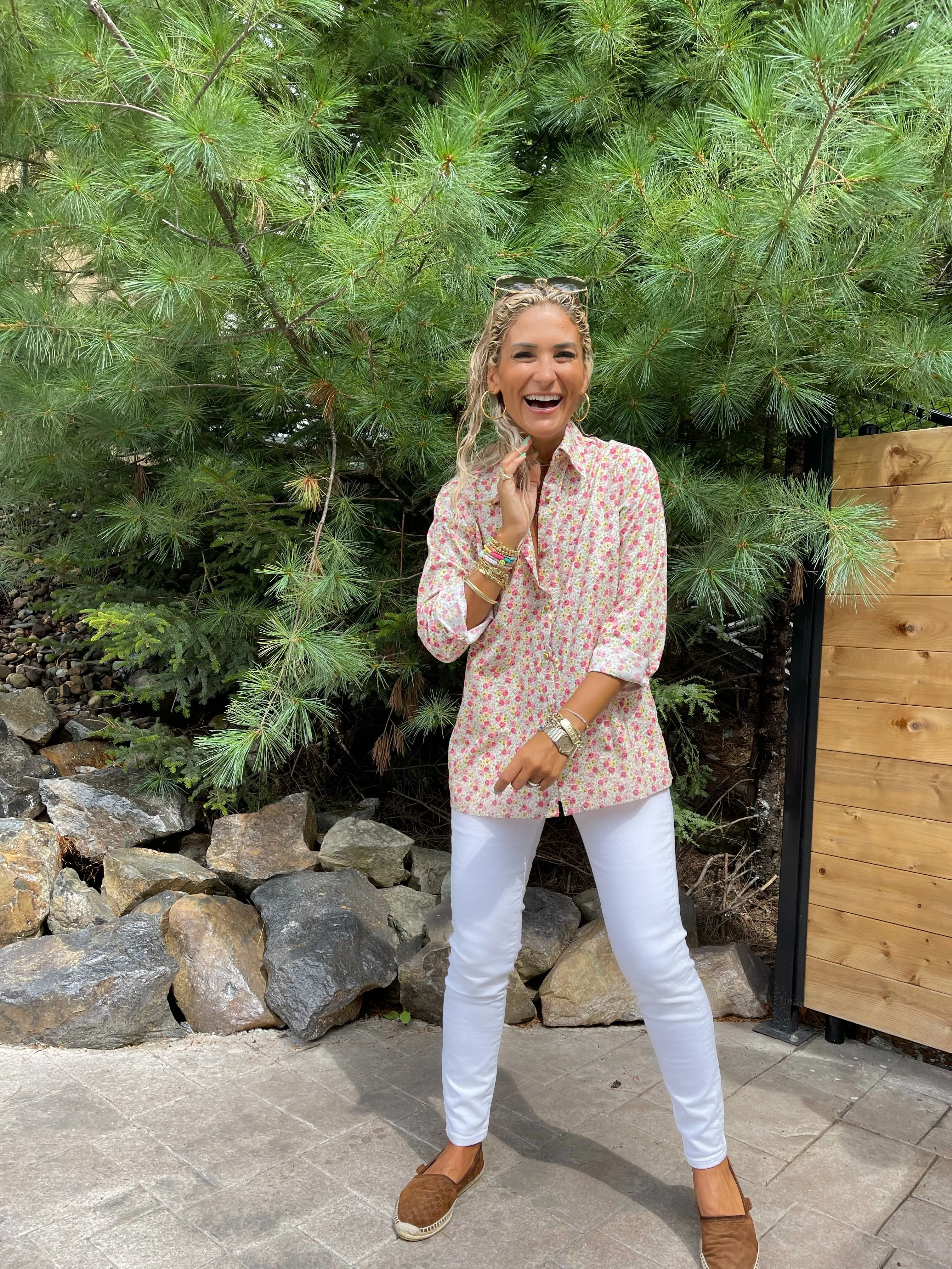 The Boyfriend Shirt in Cream Floral