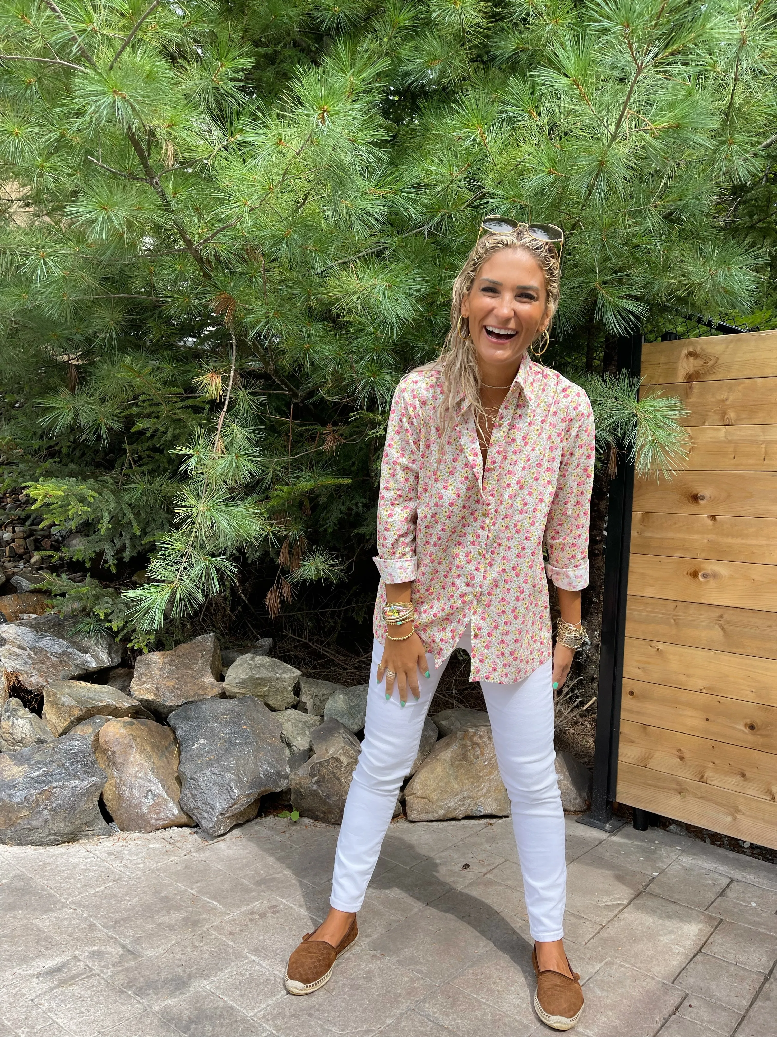 The Boyfriend Shirt in Cream Floral