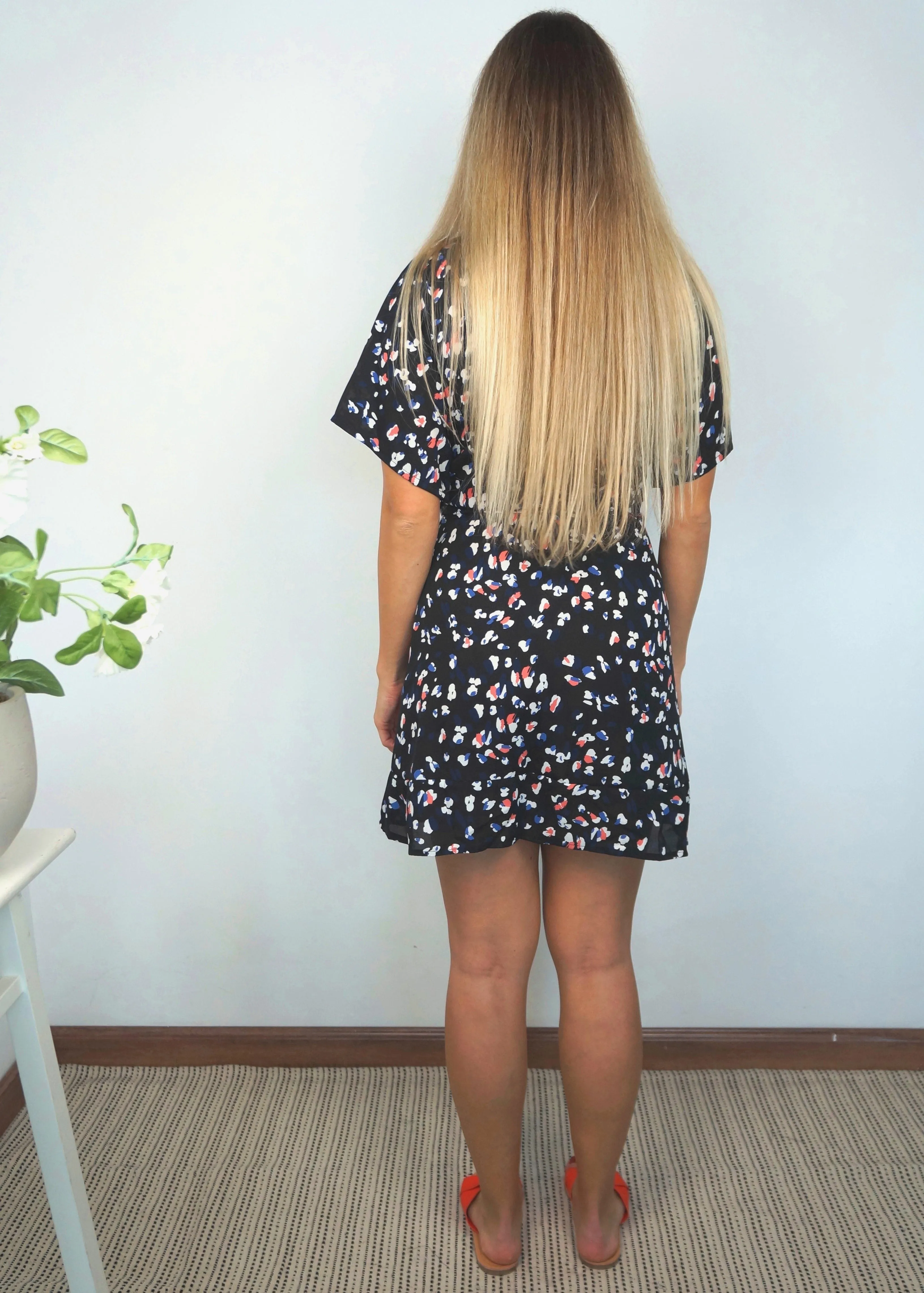 The Flirty Wrap Dress - Royal Coral Jungle