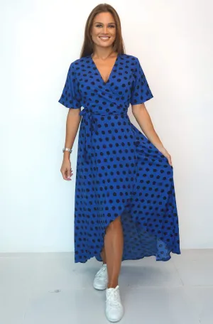 The Maxi Wrap Dress - Dark Blue Domino