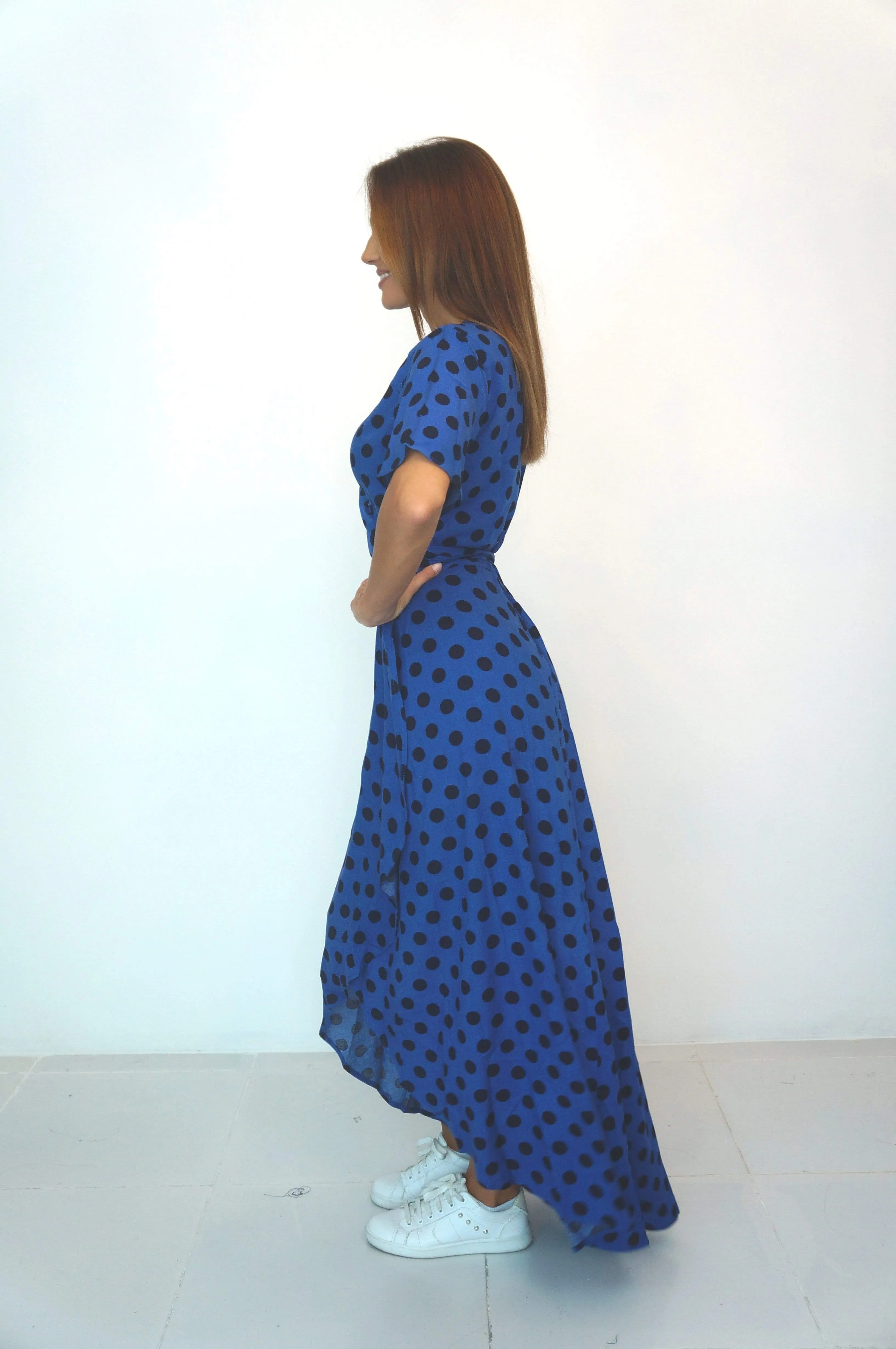 The Maxi Wrap Dress - Dark Blue Domino