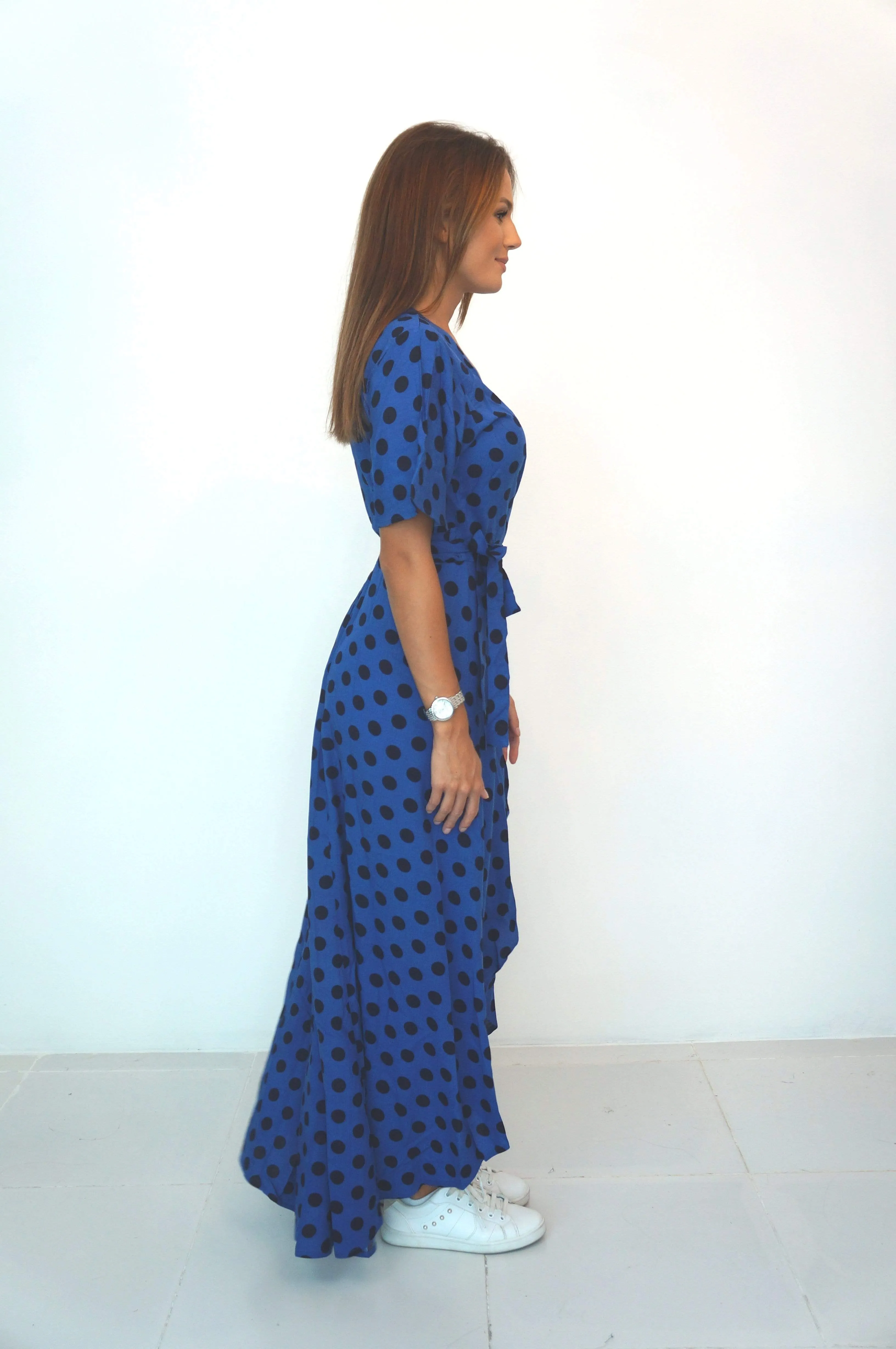 The Maxi Wrap Dress - Dark Blue Domino