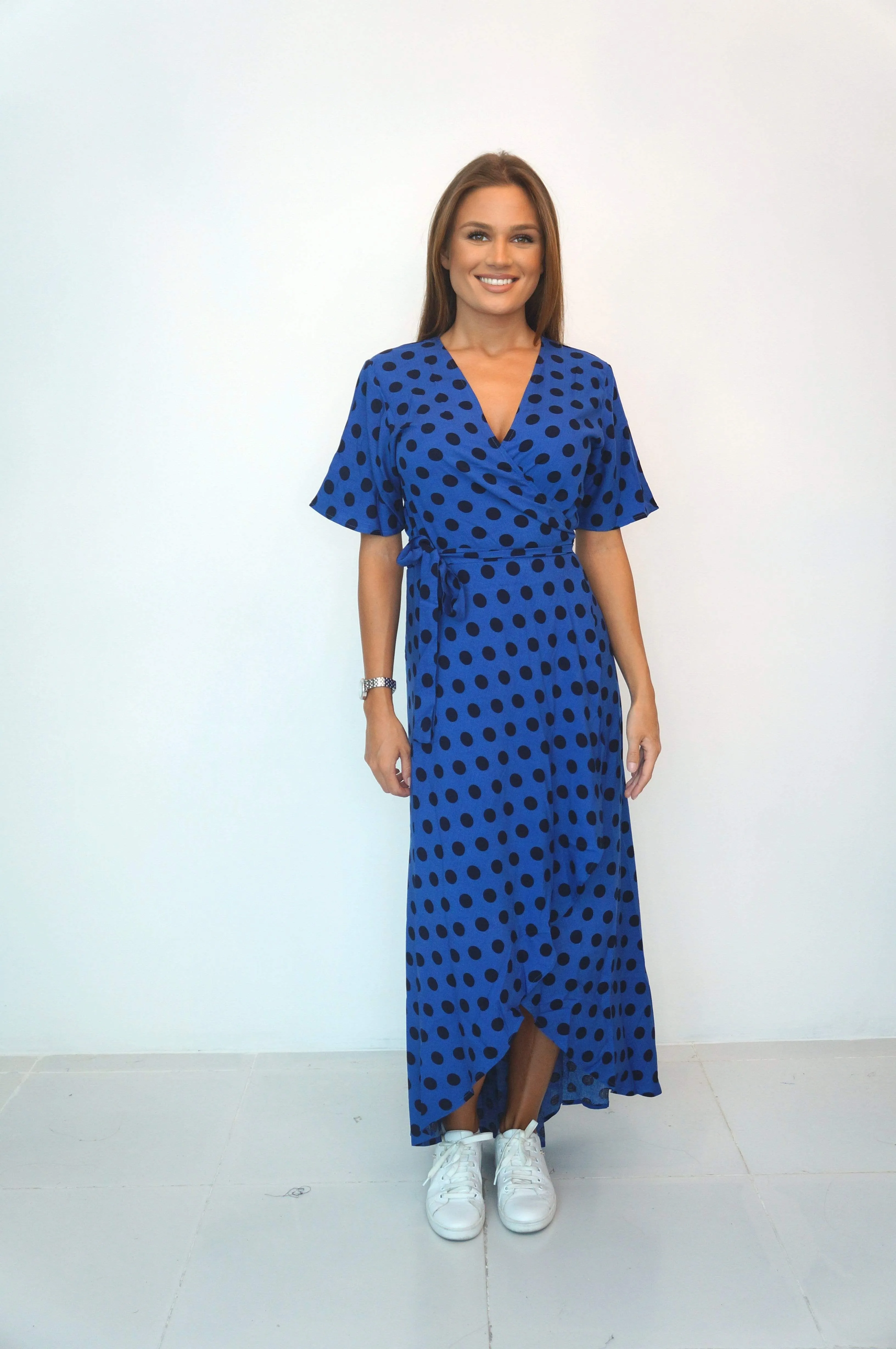 The Maxi Wrap Dress - Dark Blue Domino