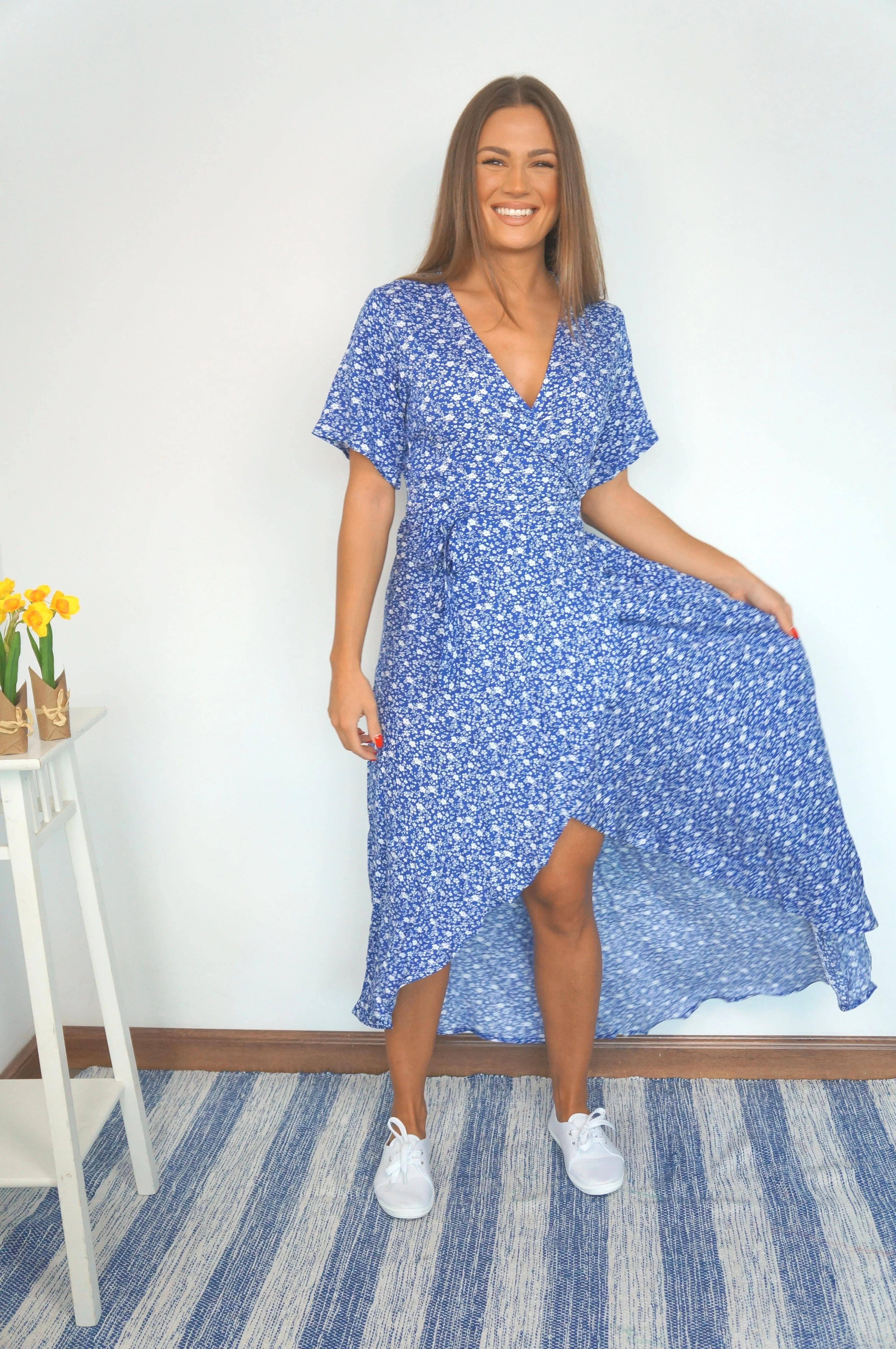 The Maxi Wrap Dress - Ditsy Royal