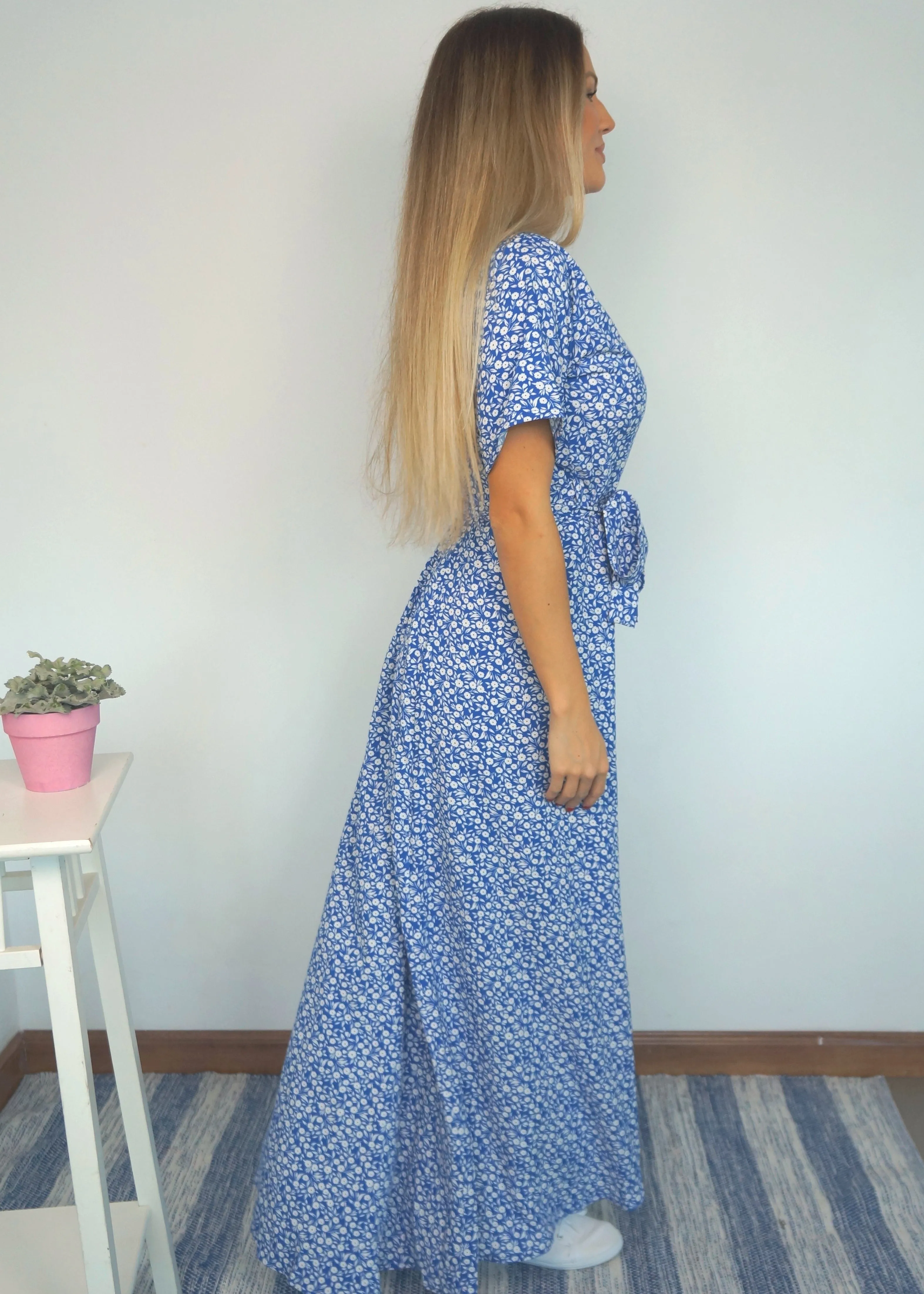 The Maxi Wrap Dress - Dittsy Cobalt