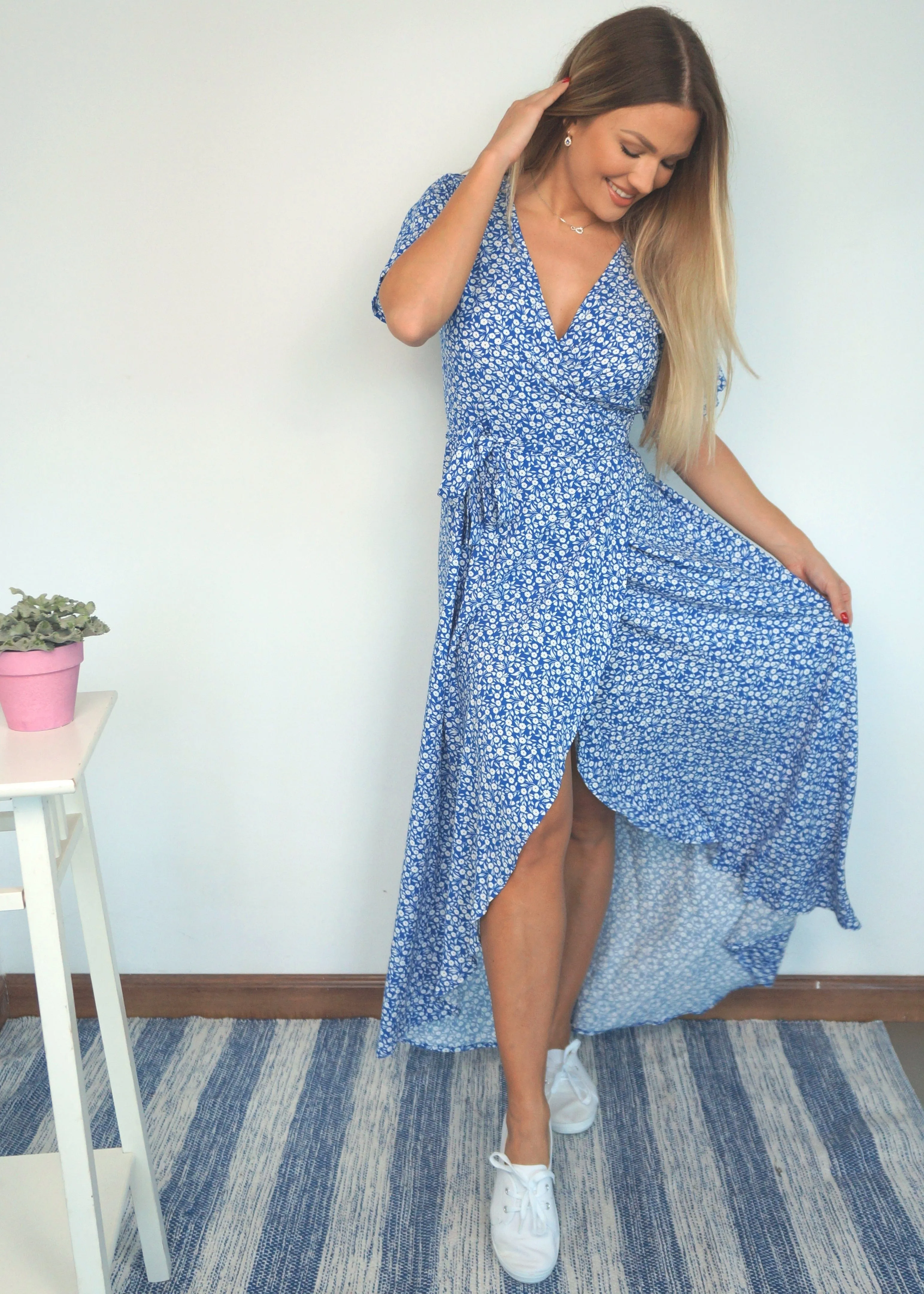 The Maxi Wrap Dress - Dittsy Cobalt