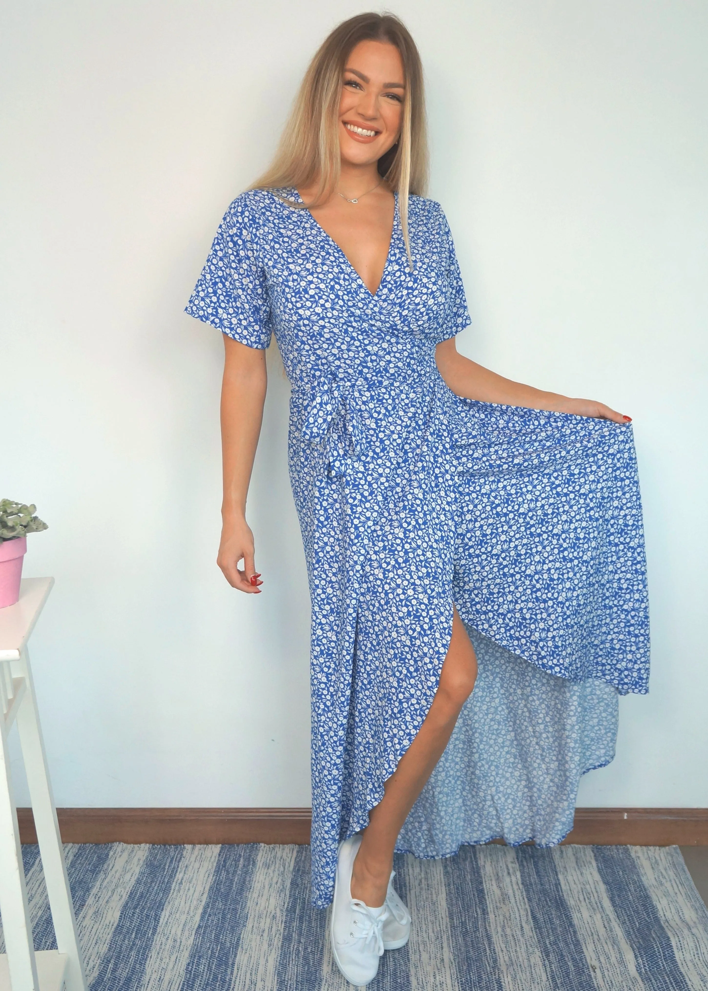 The Maxi Wrap Dress - Dittsy Cobalt