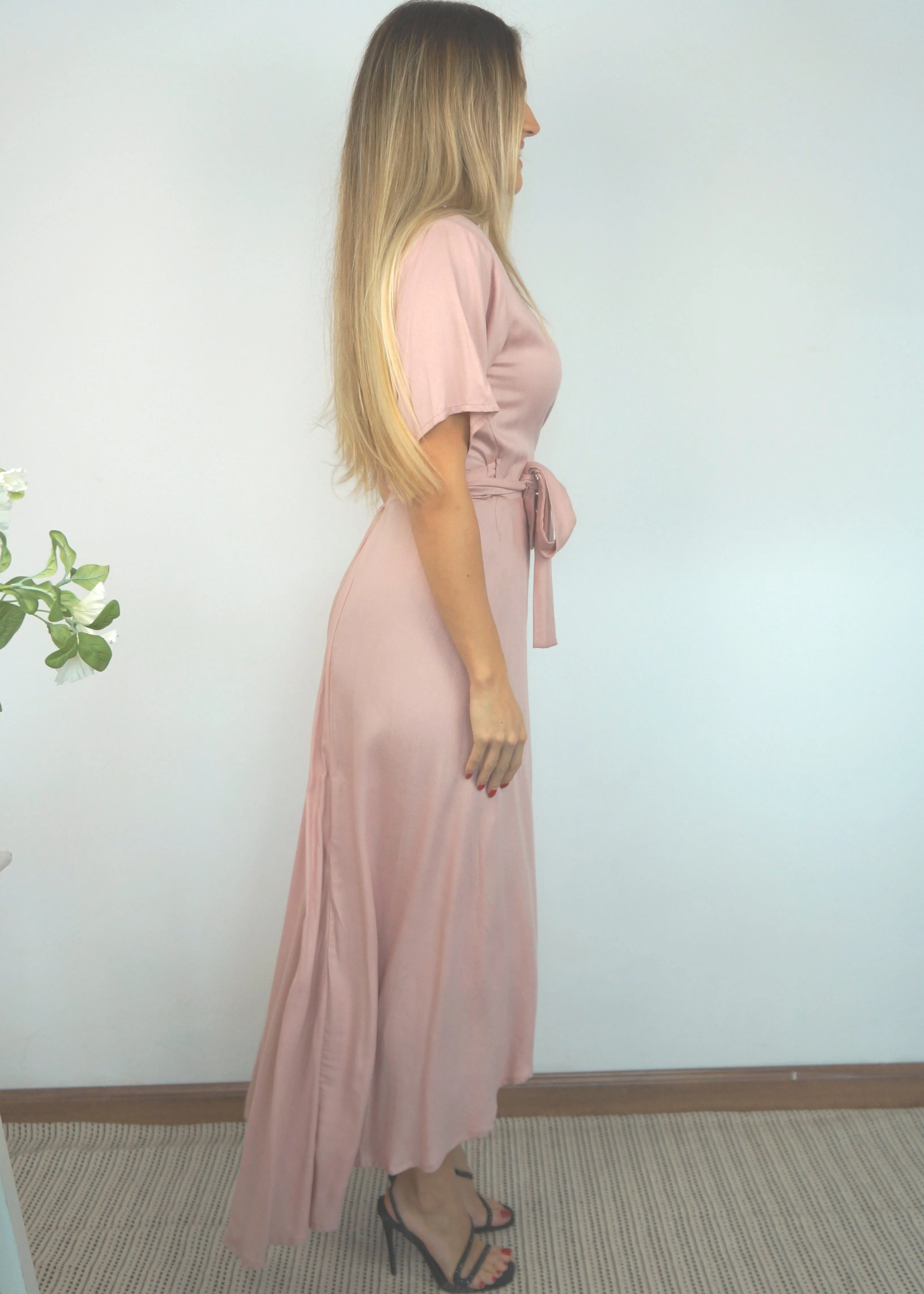 The Maxi Wrap Dress - Dusty Pink