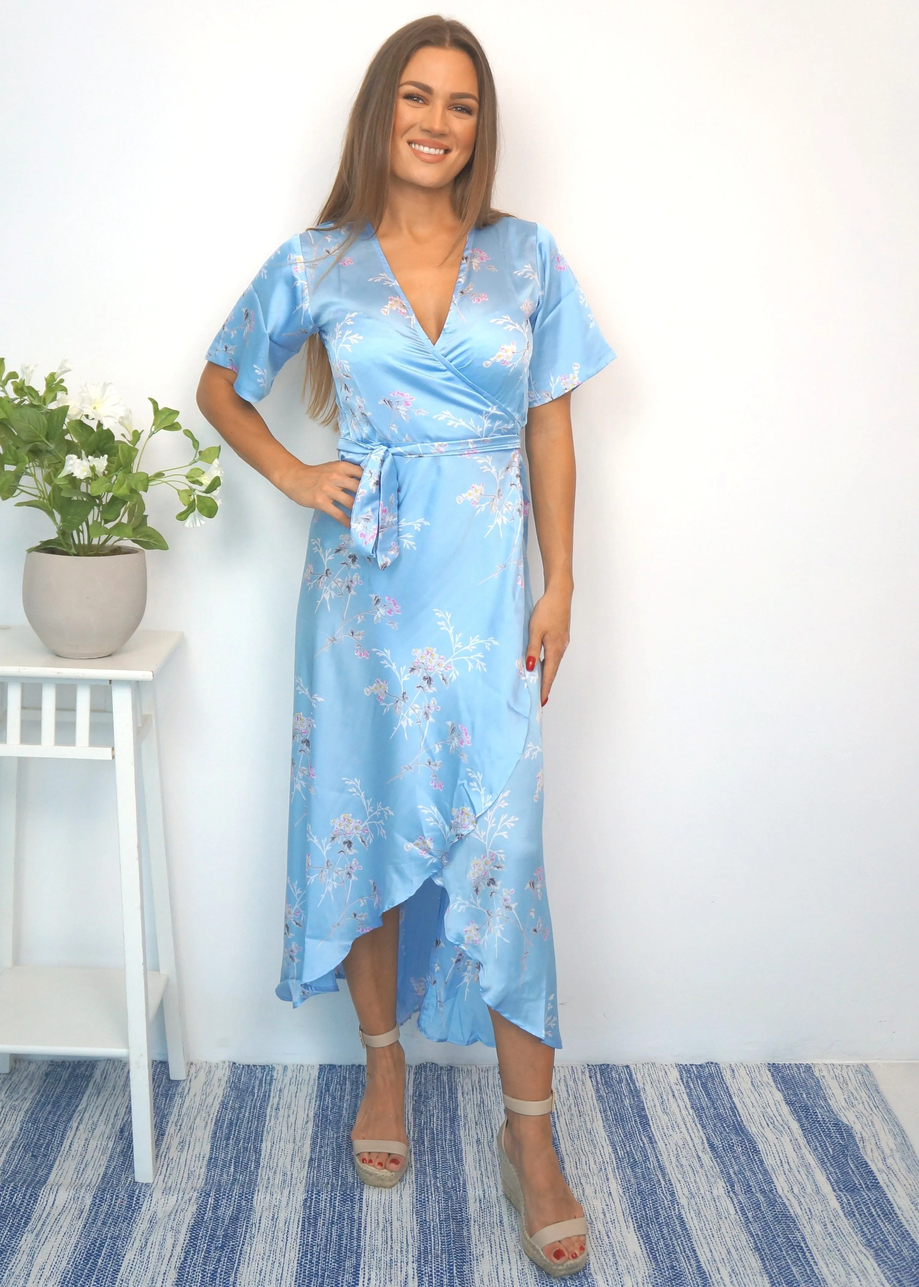 The Maxi Wrap Dress - Flowery Sky