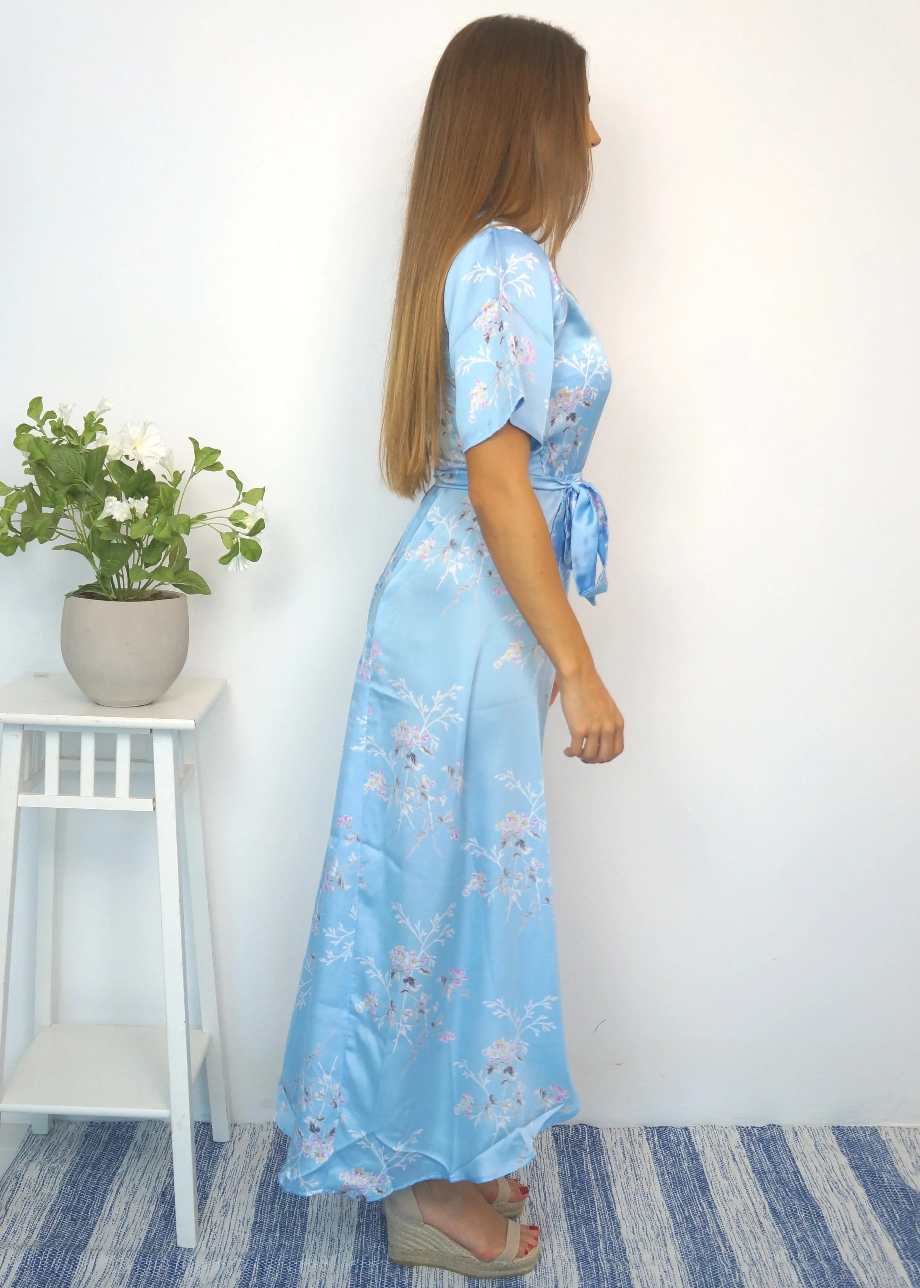 The Maxi Wrap Dress - Flowery Sky