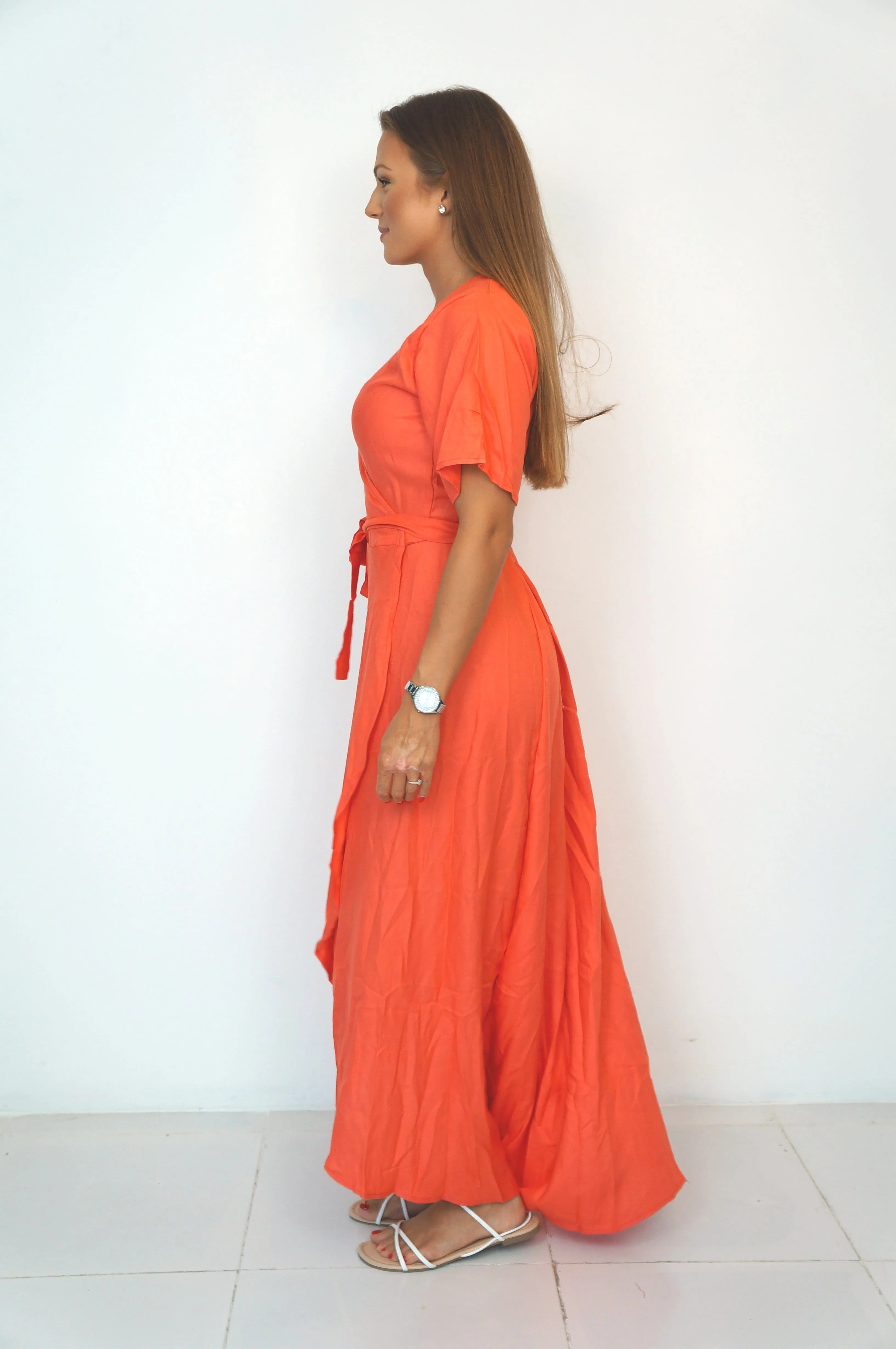 The Maxi Wrap Dress - Holiday Coral