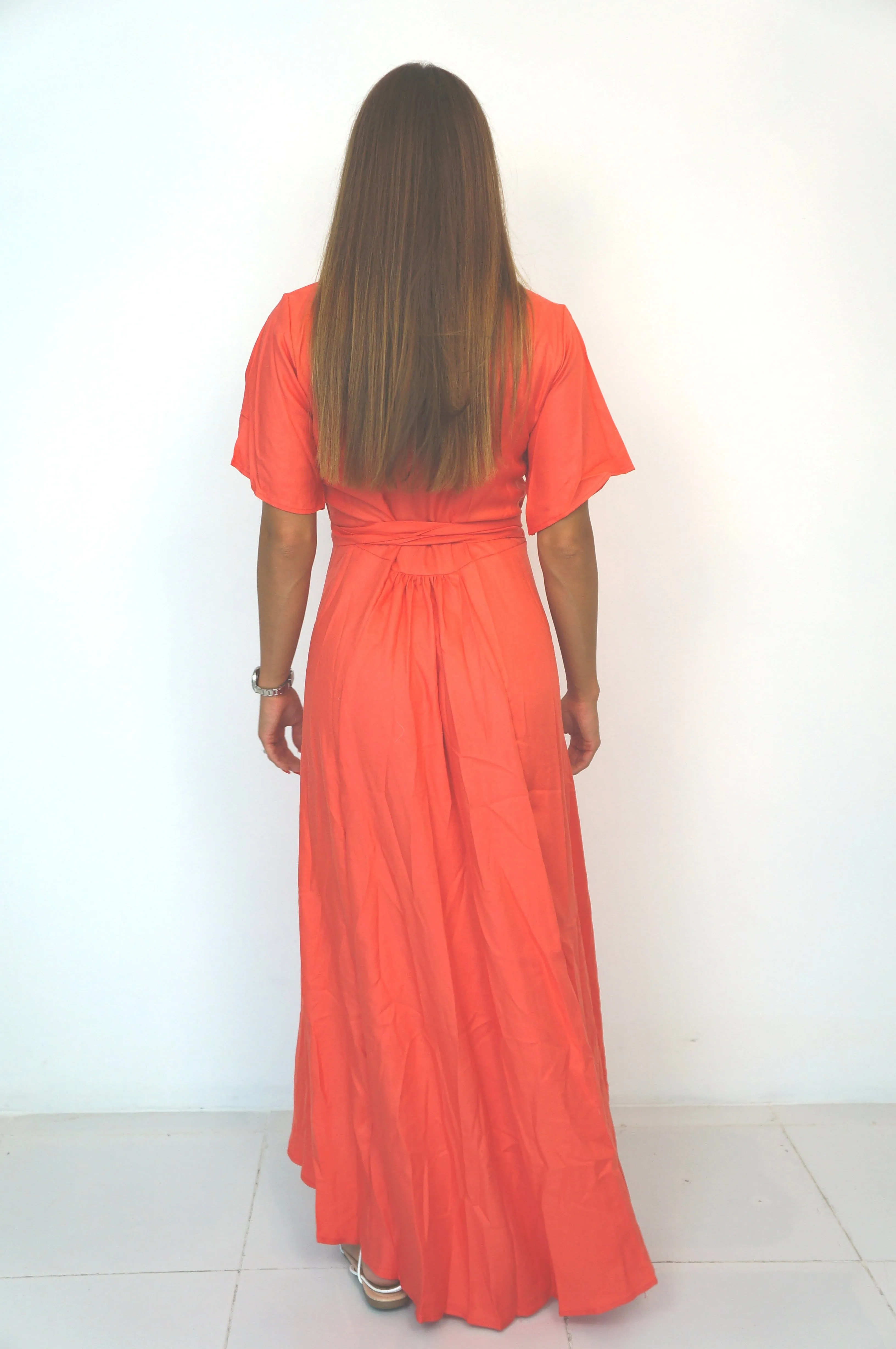 The Maxi Wrap Dress - Holiday Coral