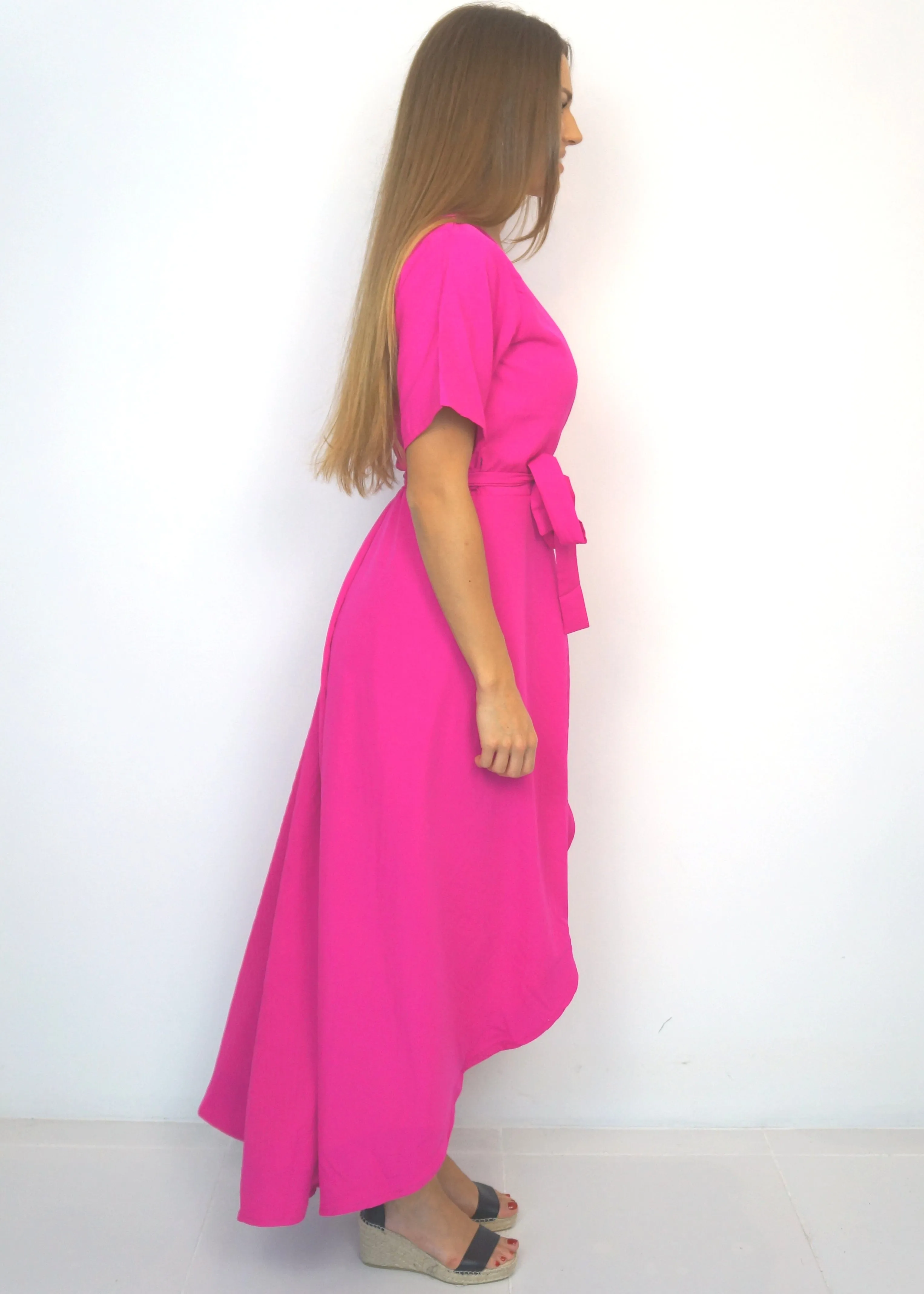The Maxi Wrap Dress - Hot Pink