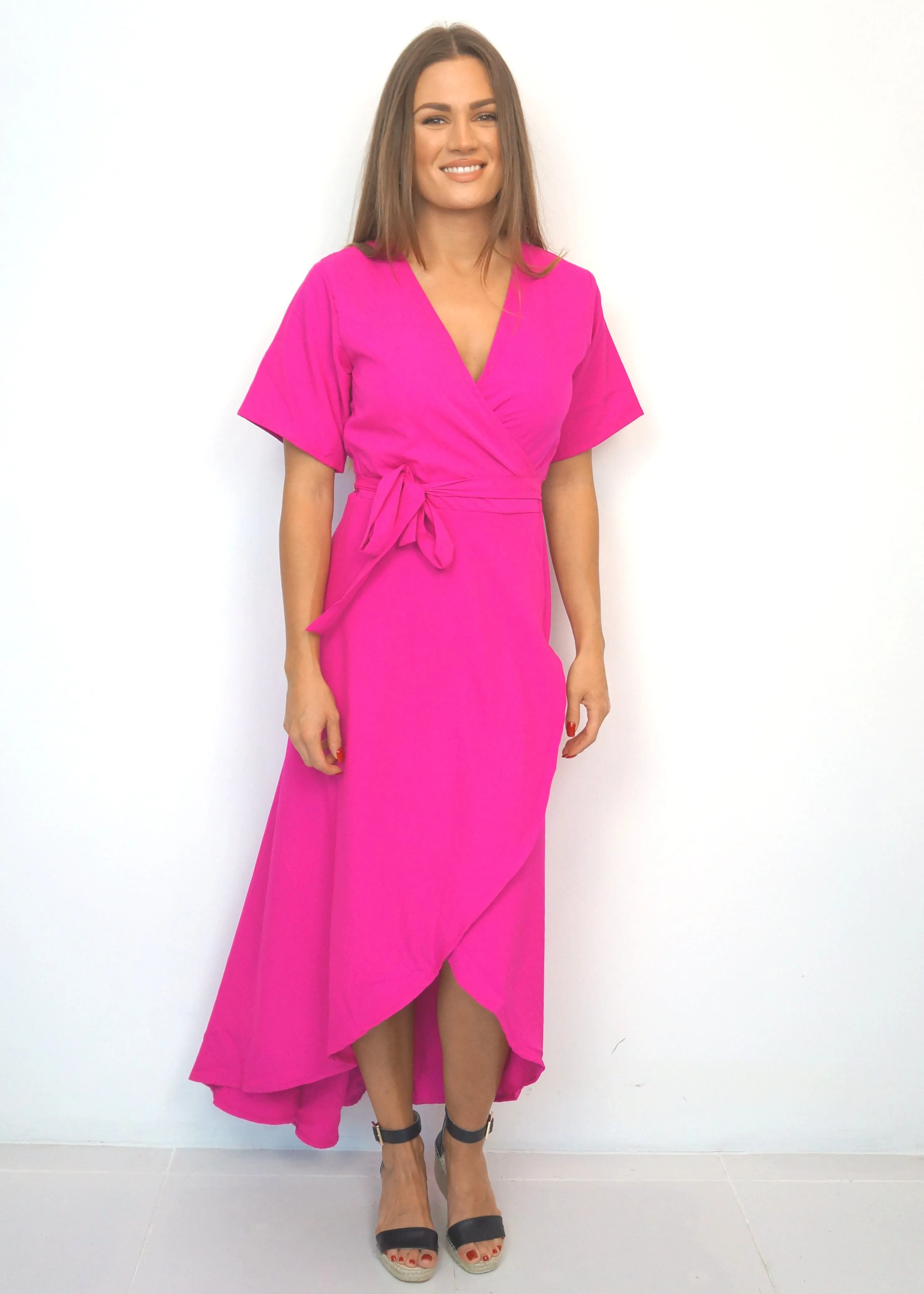 The Maxi Wrap Dress - Hot Pink