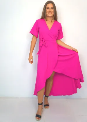 The Maxi Wrap Dress - Hot Pink