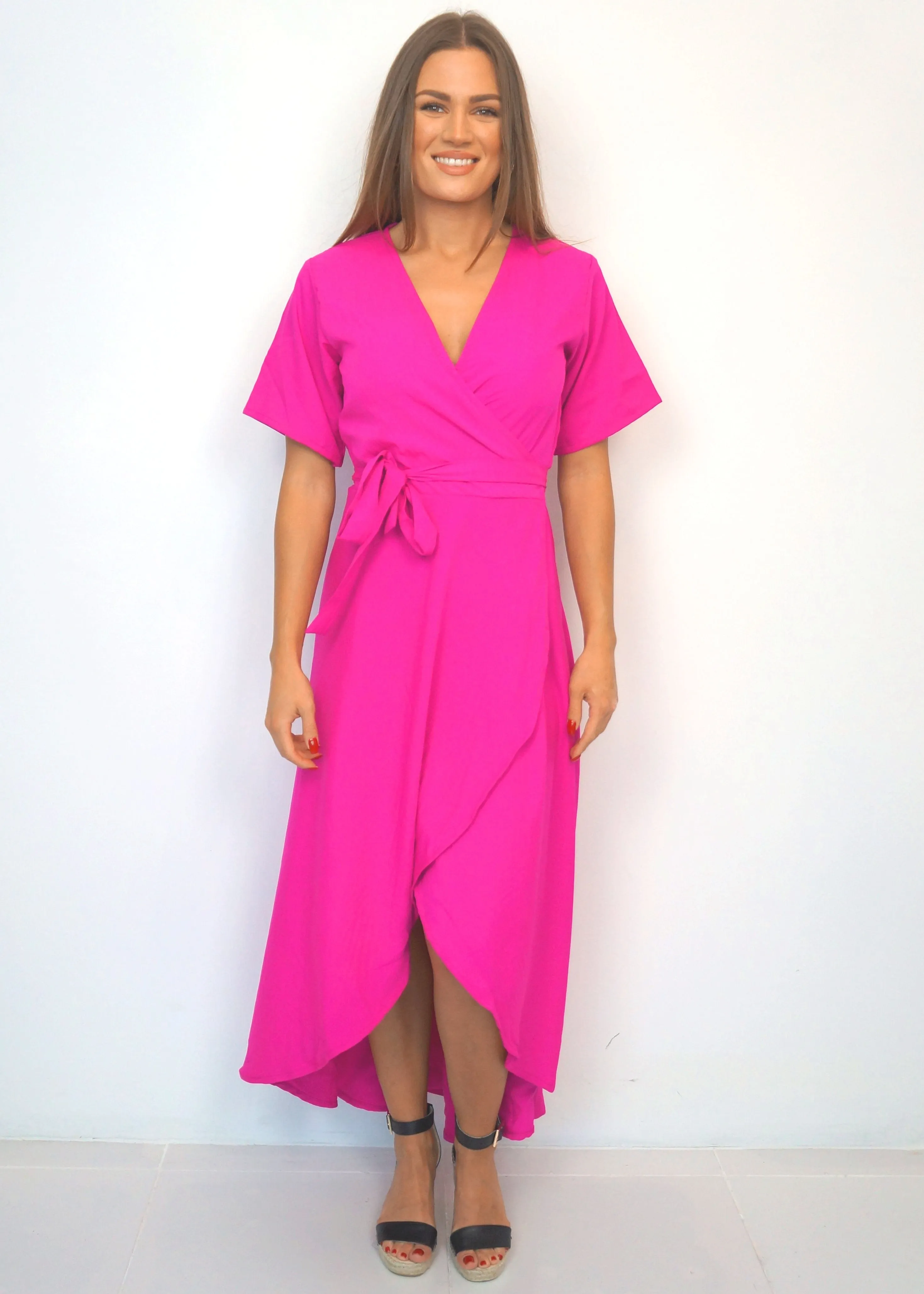 The Maxi Wrap Dress - Hot Pink