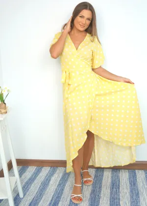 The Maxi Wrap Dress - Lemonade Polka
