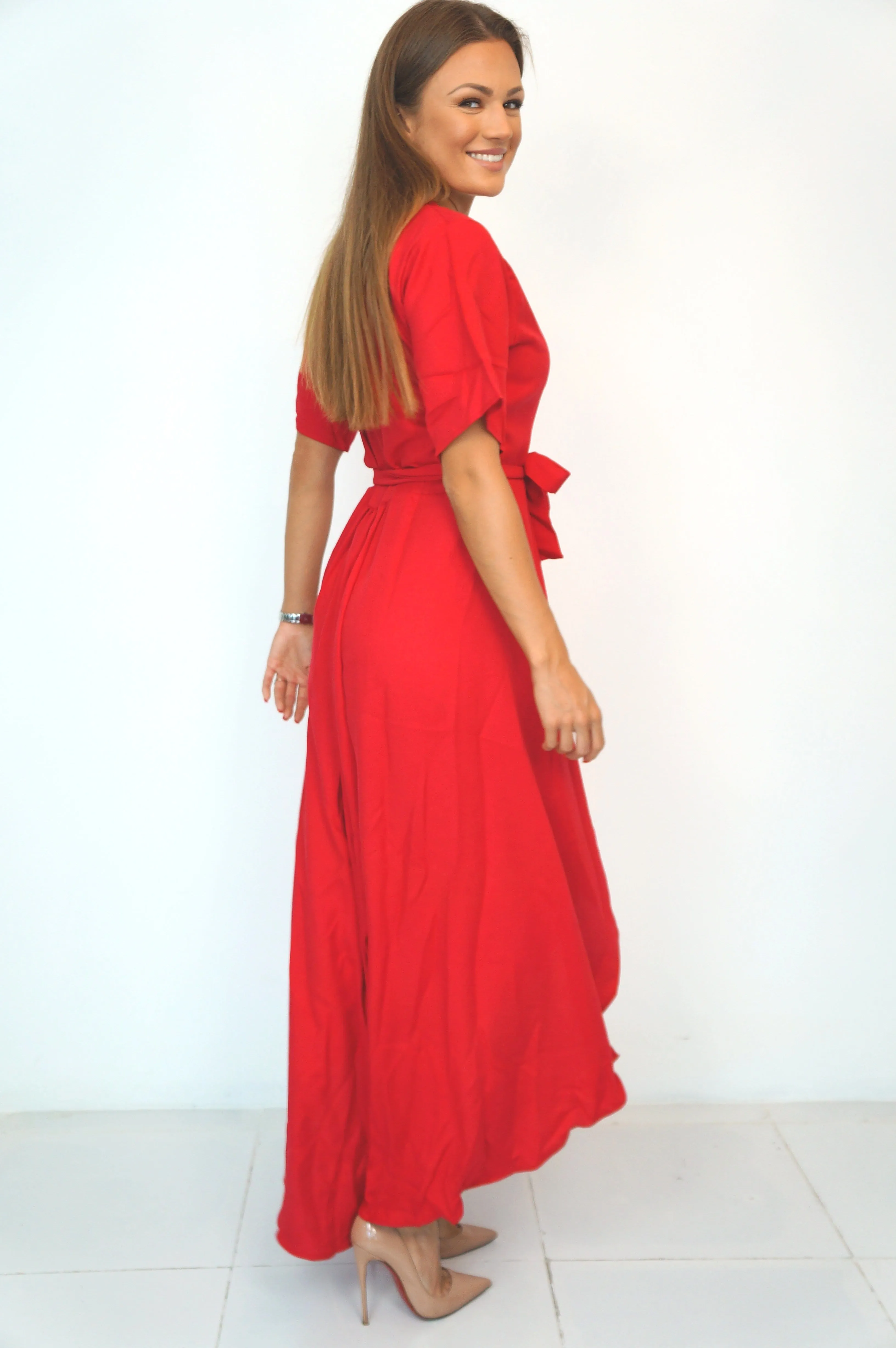 The Maxi Wrap Dress - Mac Red