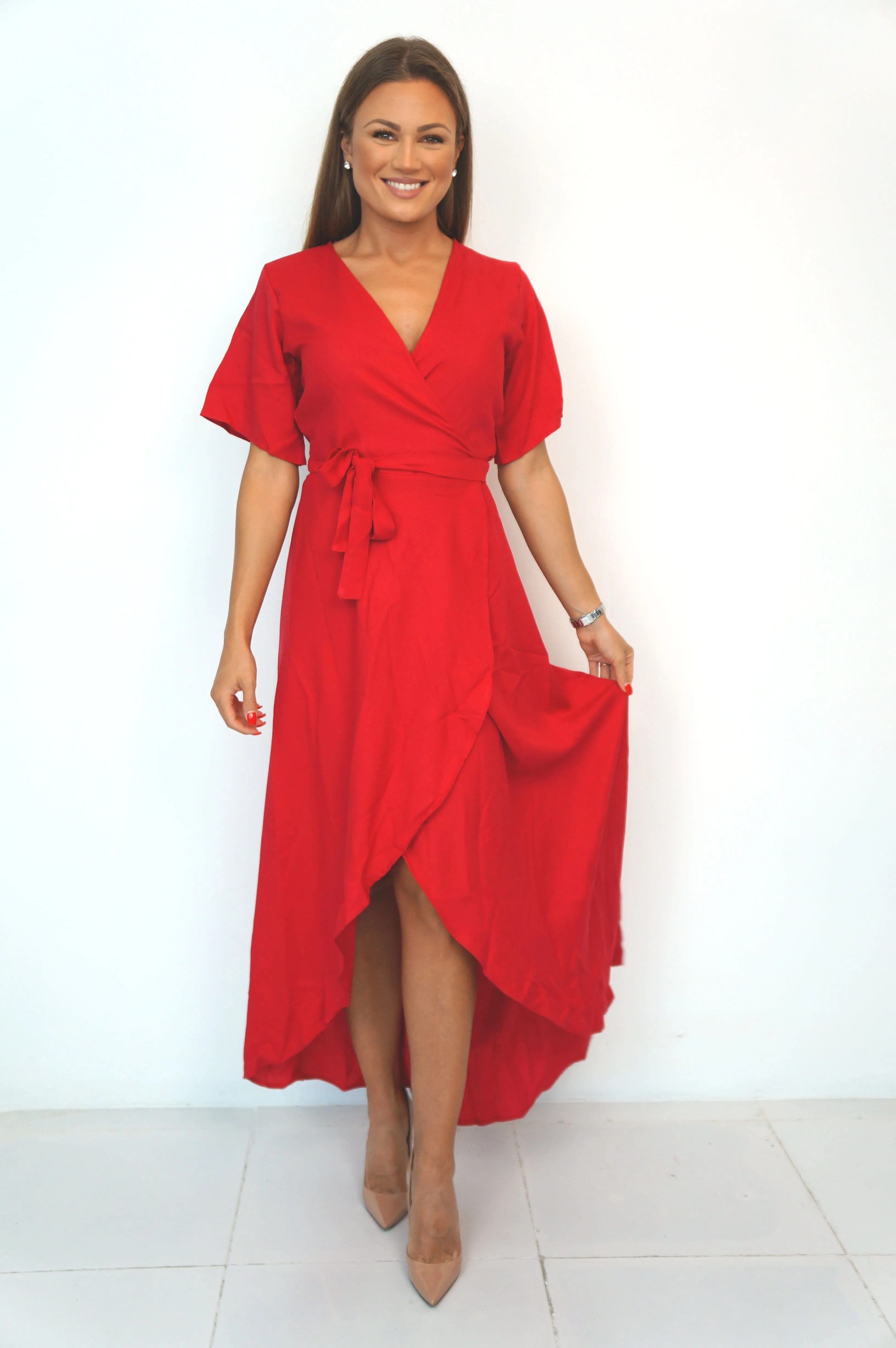 The Maxi Wrap Dress - Mac Red
