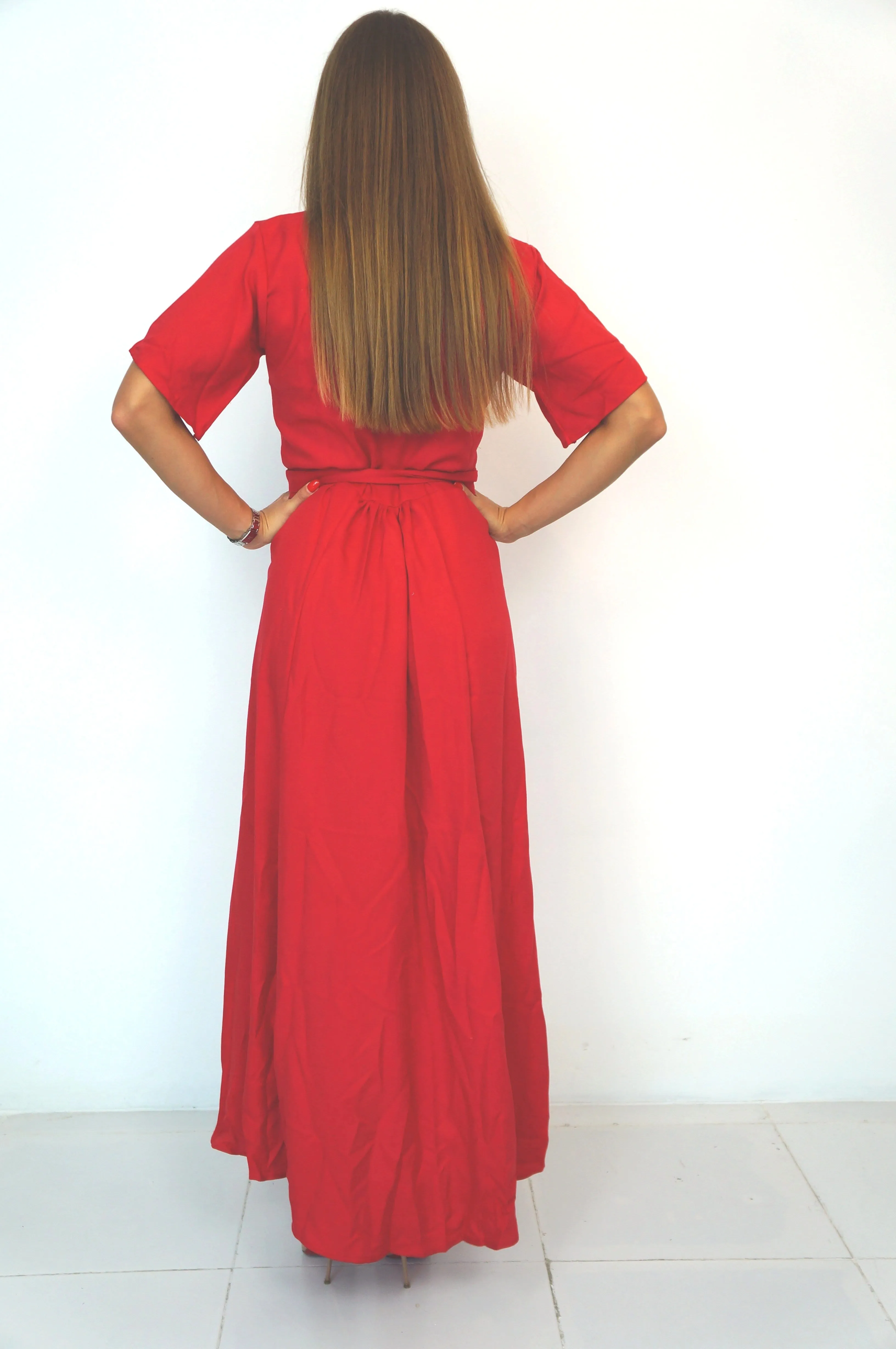 The Maxi Wrap Dress - Mac Red