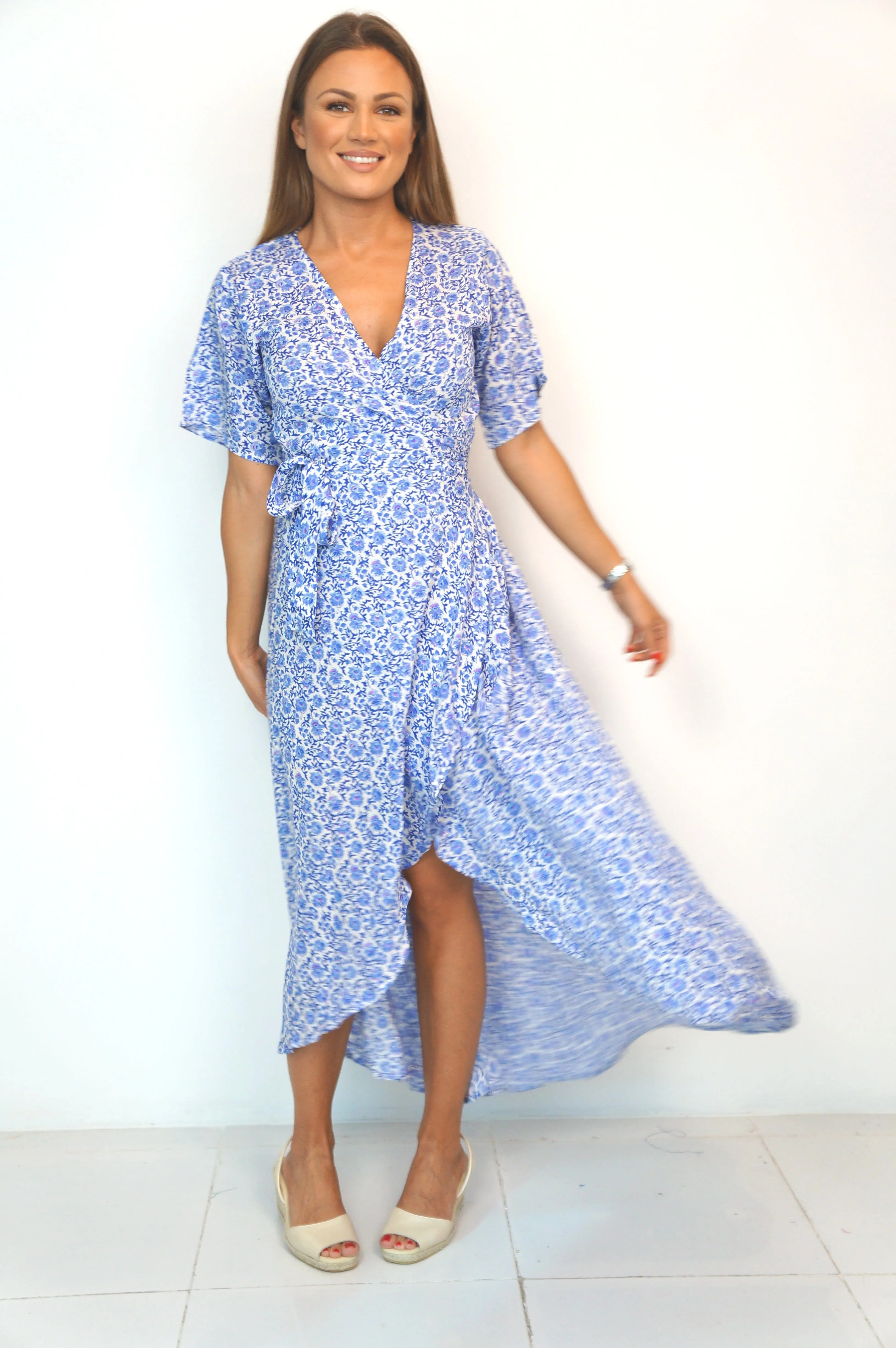 The Maxi Wrap Dress - Painted Riviera