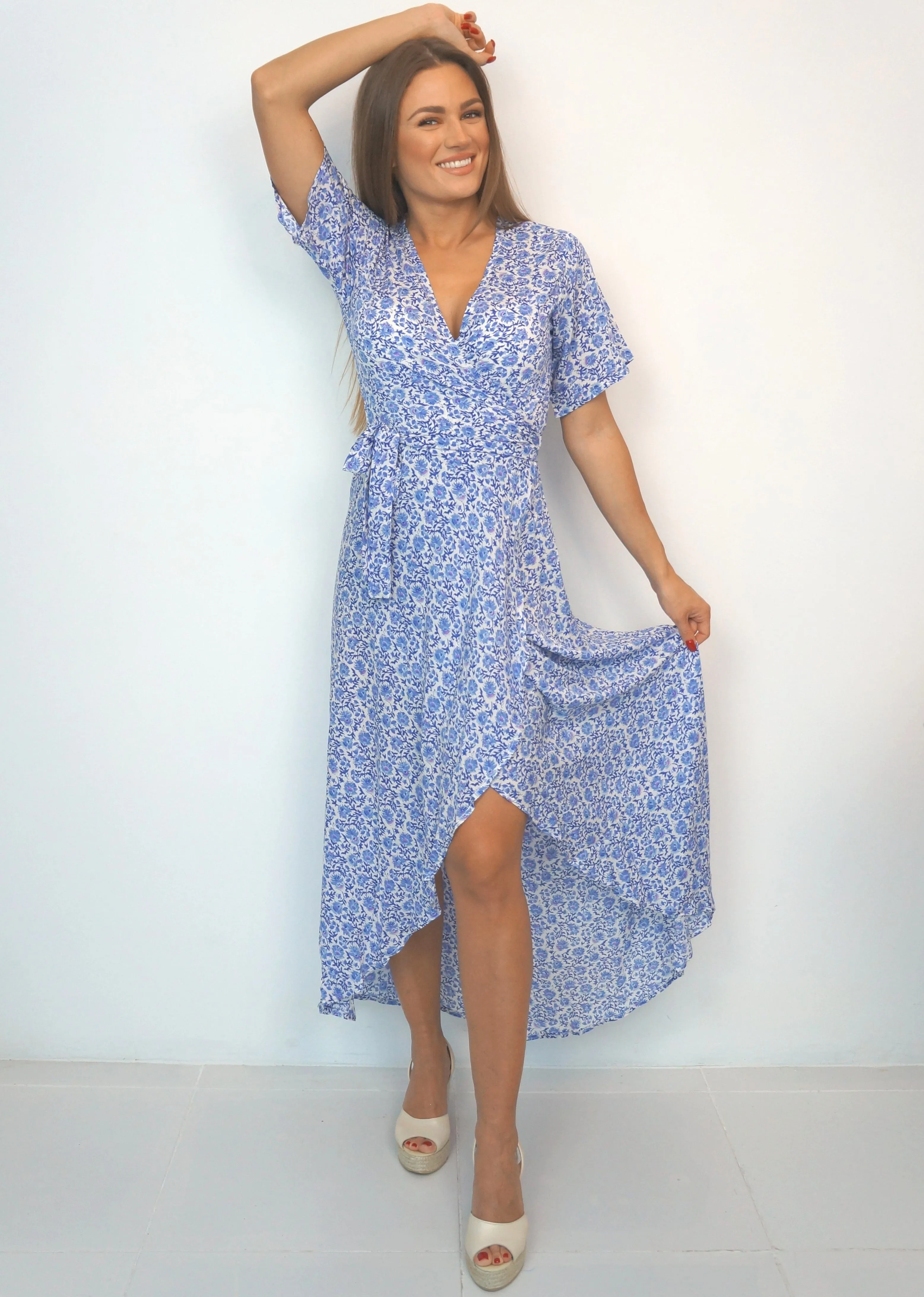 The Maxi Wrap Dress - Painted Riviera
