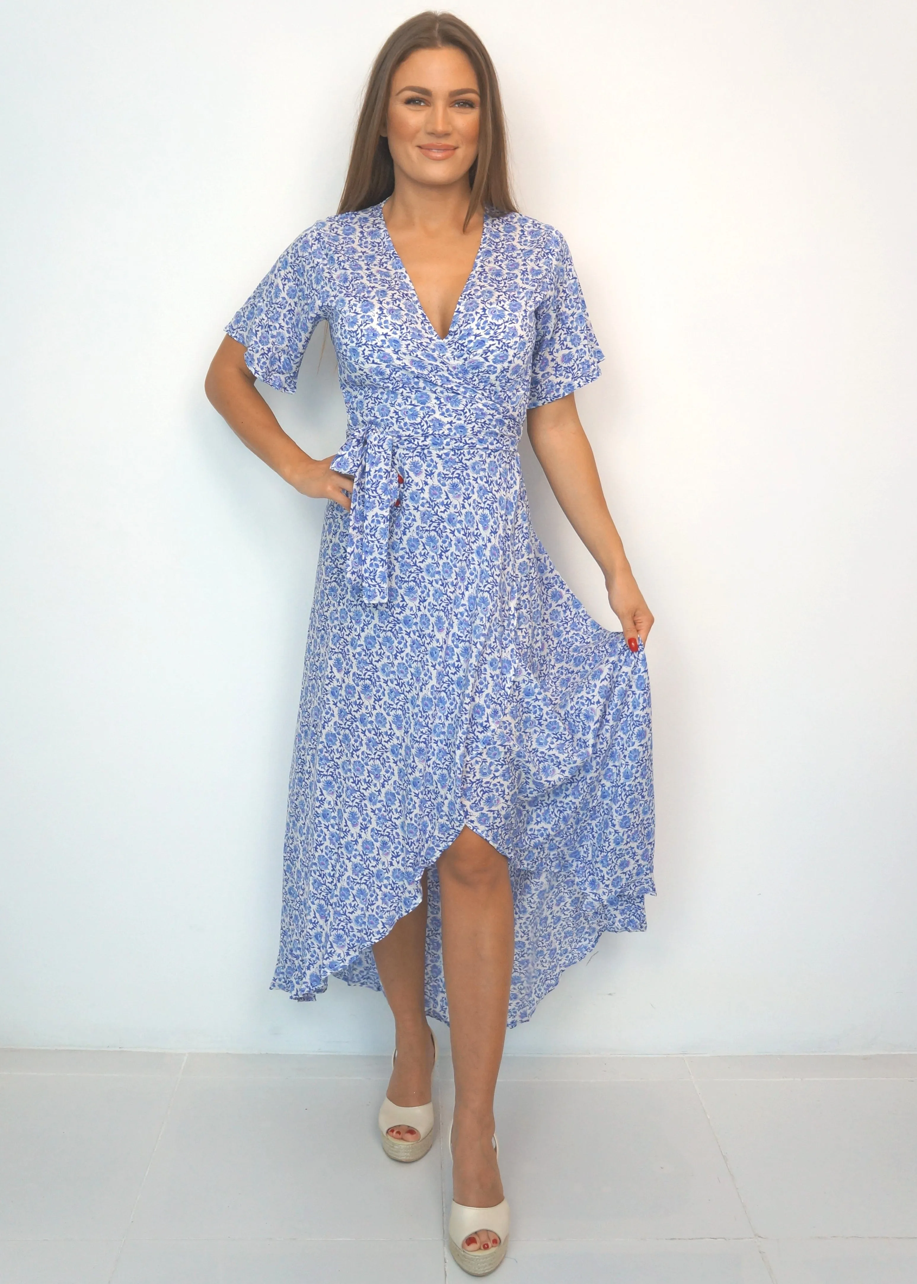 The Maxi Wrap Dress - Painted Riviera