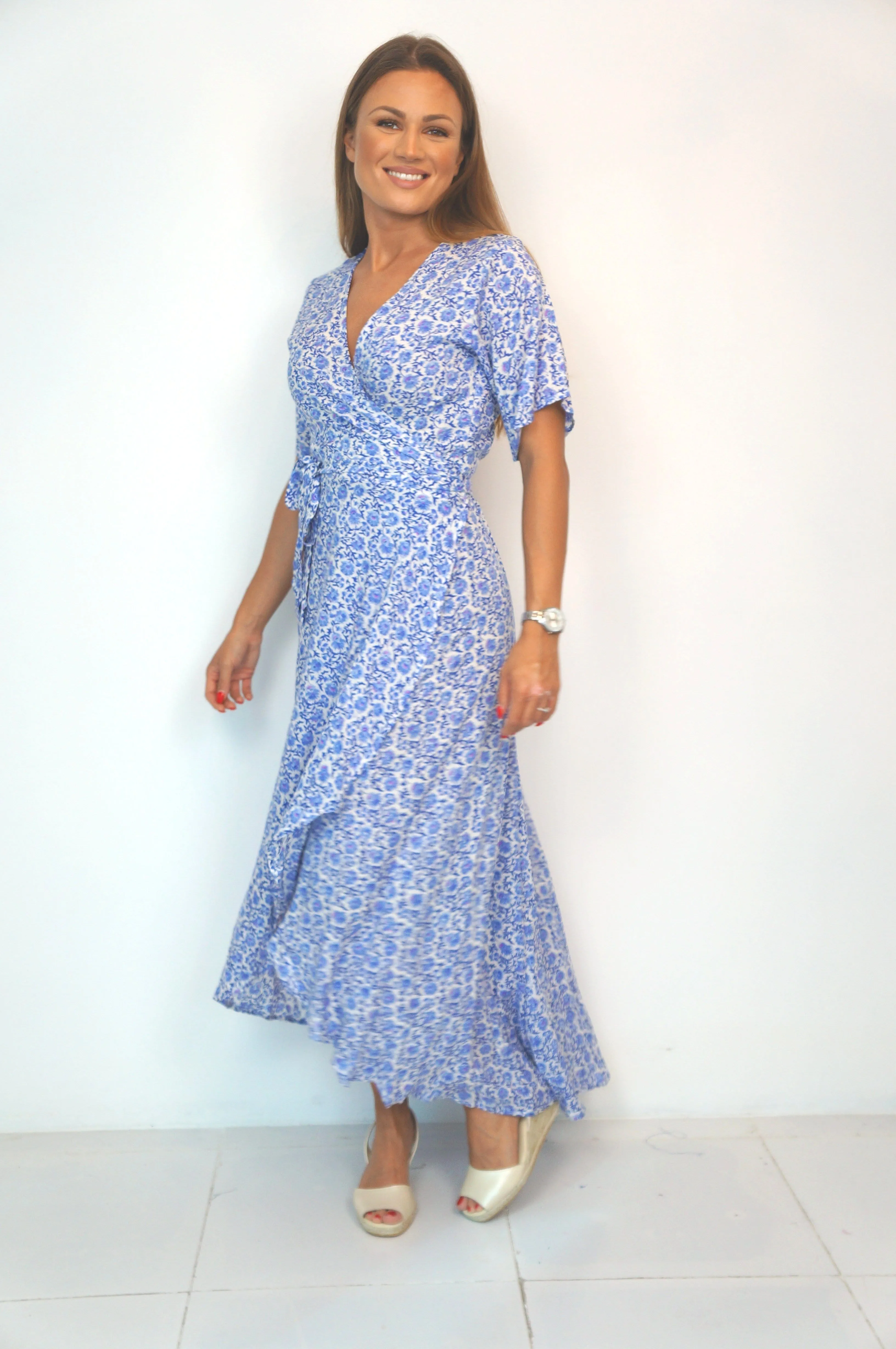 The Maxi Wrap Dress - Painted Riviera