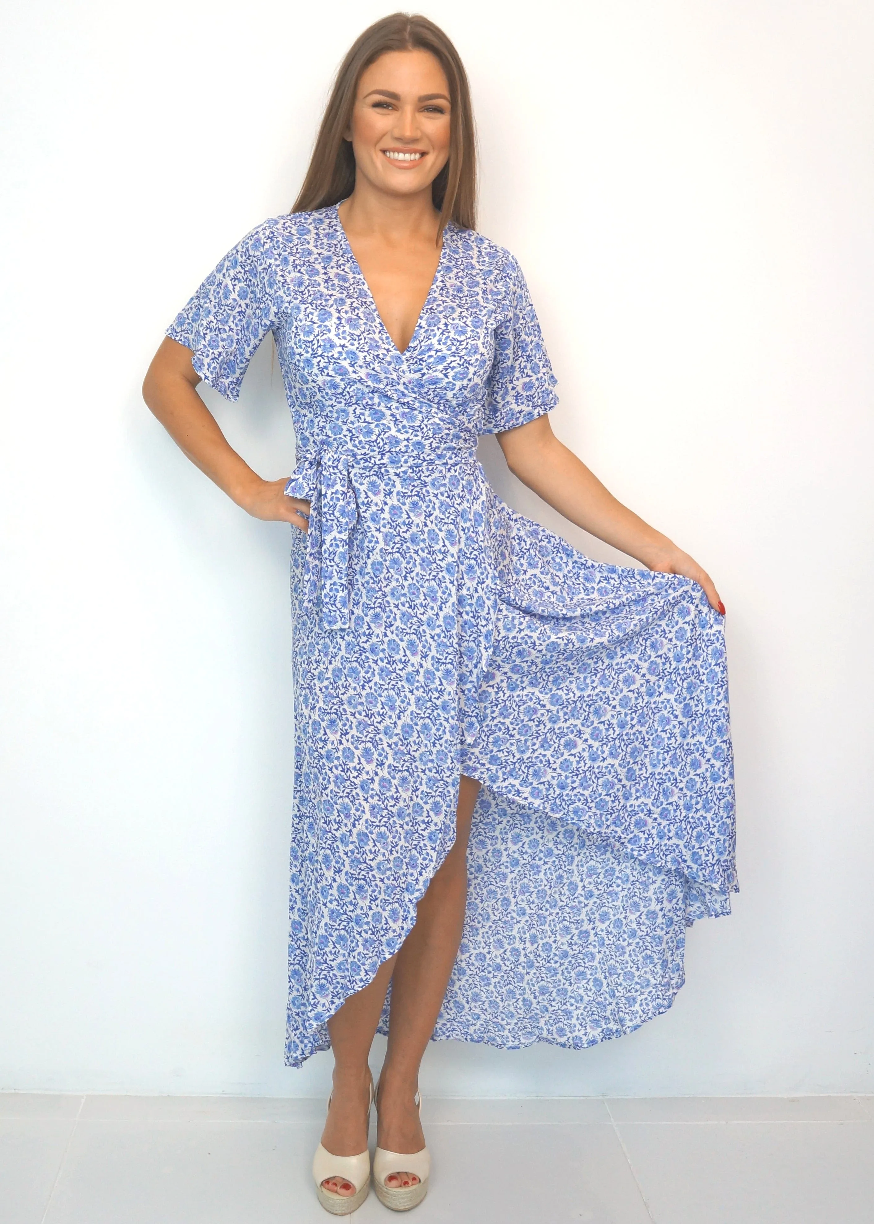 The Maxi Wrap Dress - Painted Riviera