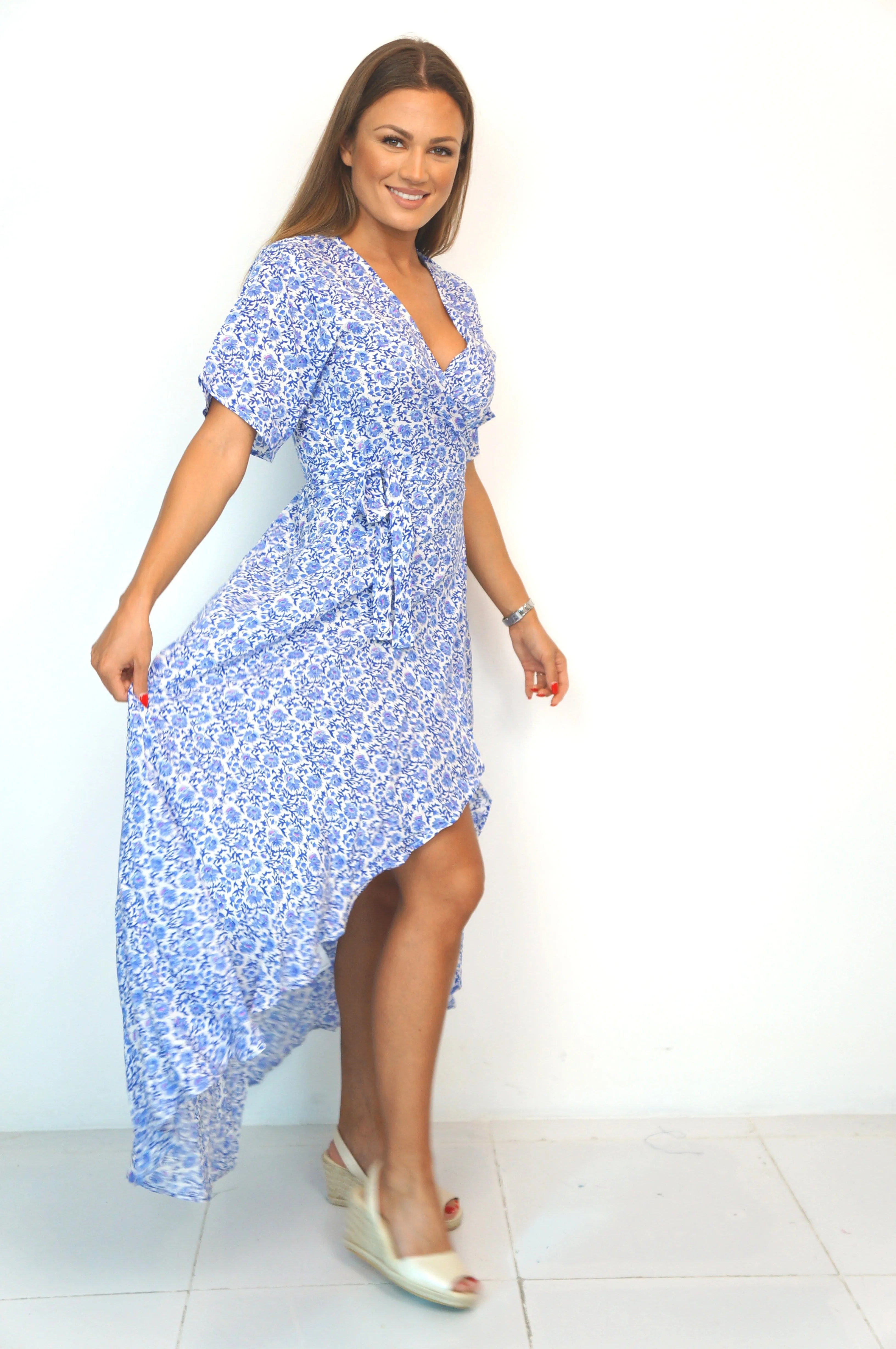 The Maxi Wrap Dress - Painted Riviera