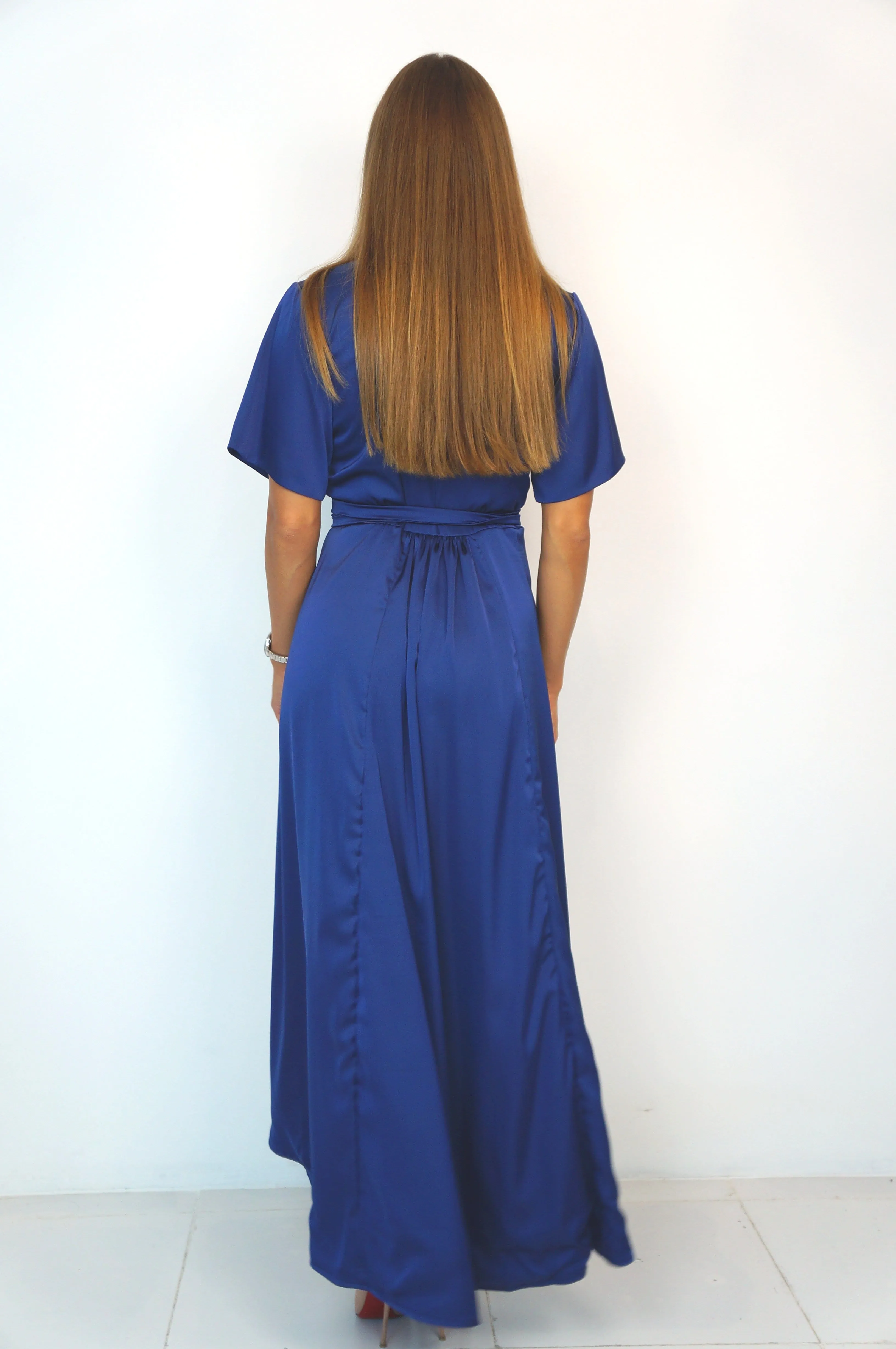 The Maxi Wrap Dress - Perfect Navy Satin