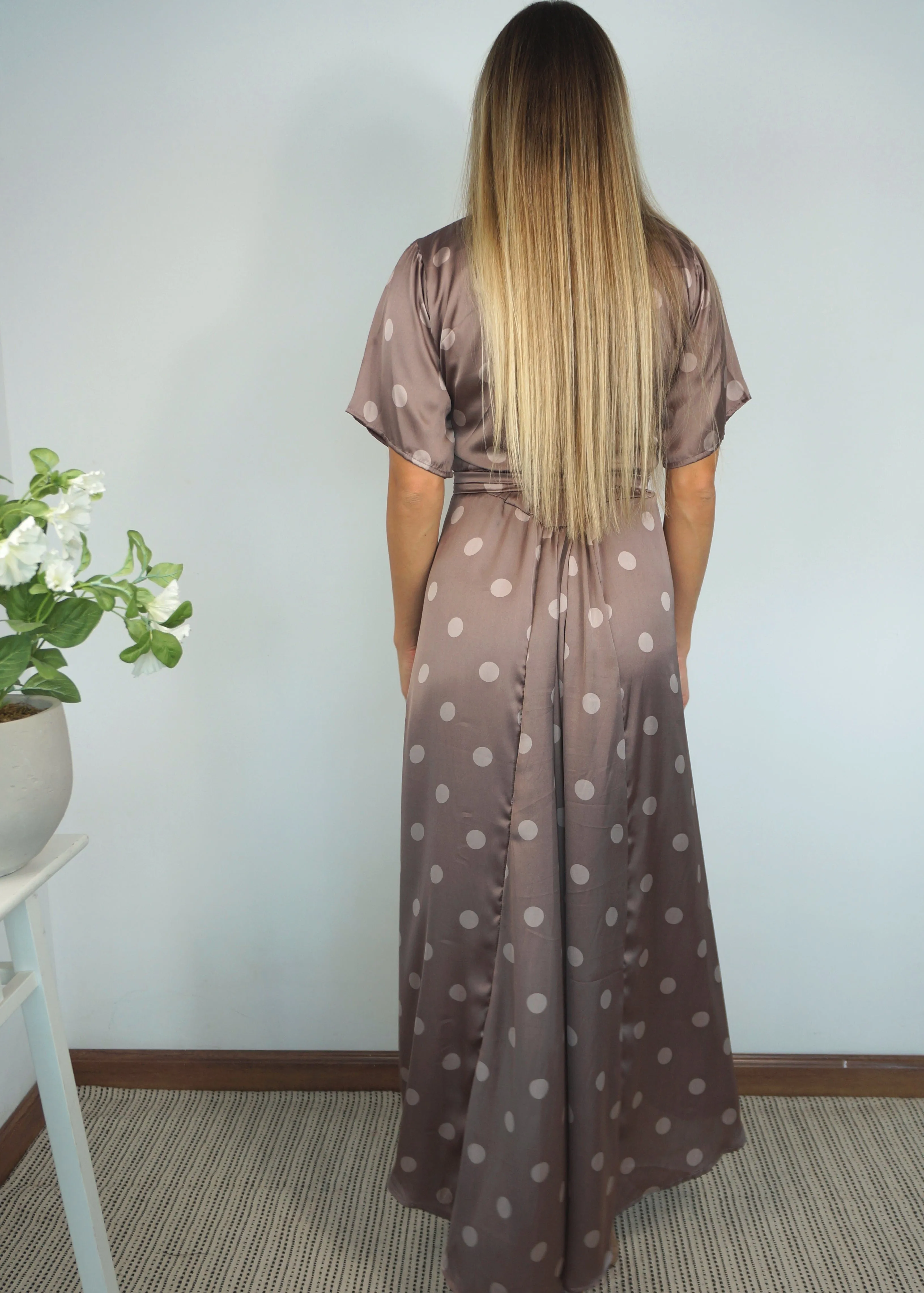 The Maxi Wrap Dress - Platinum Polka Dot