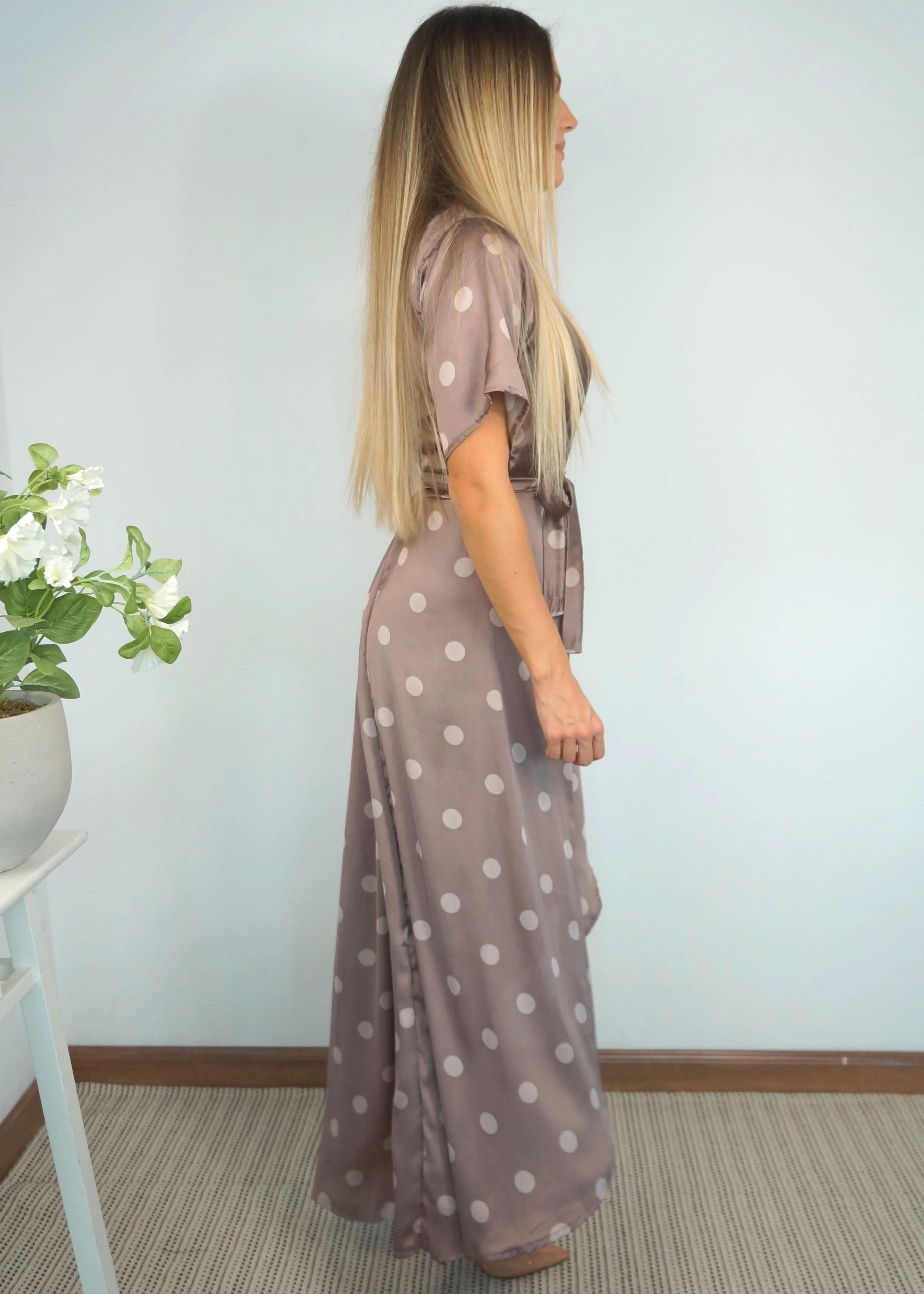The Maxi Wrap Dress - Platinum Polka Dot