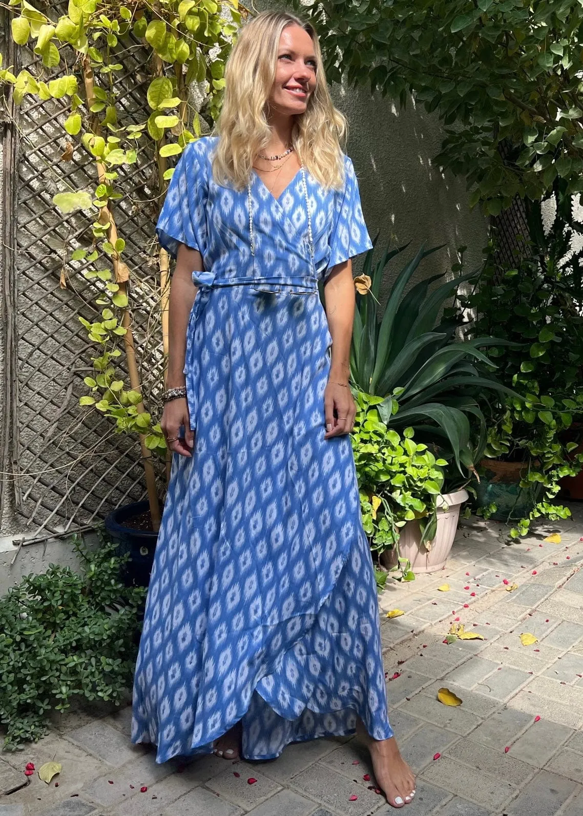 The Maxi Wrap Dress - Santorini Diamonds