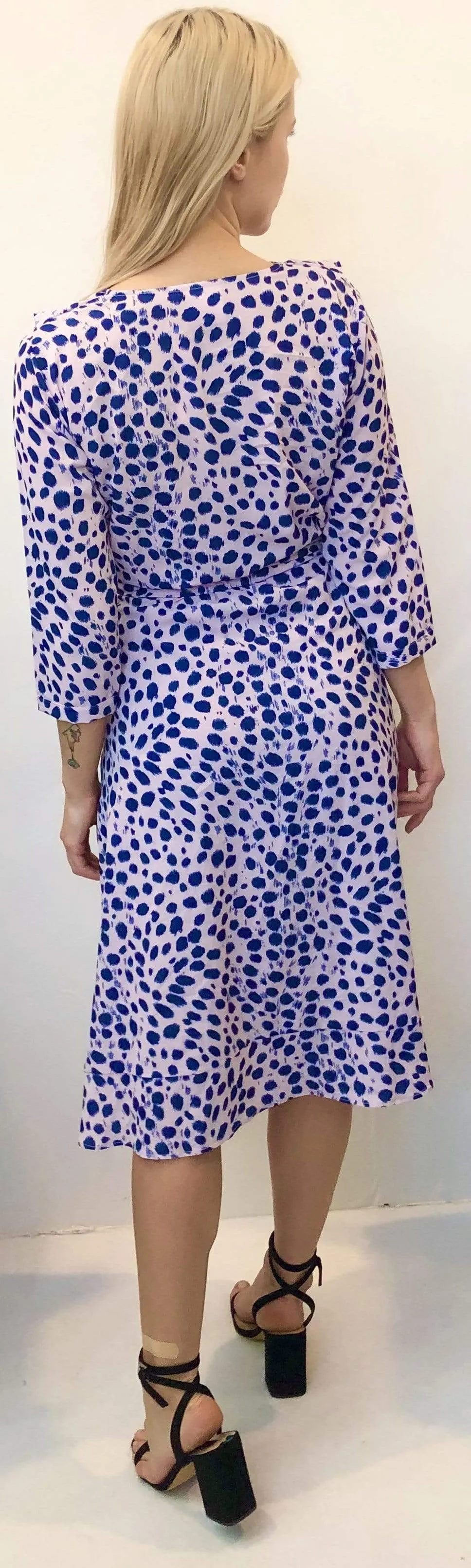 The Midi Flirty Wrap Dress w/ 3/4 Sleeves - Hamptons Weekend