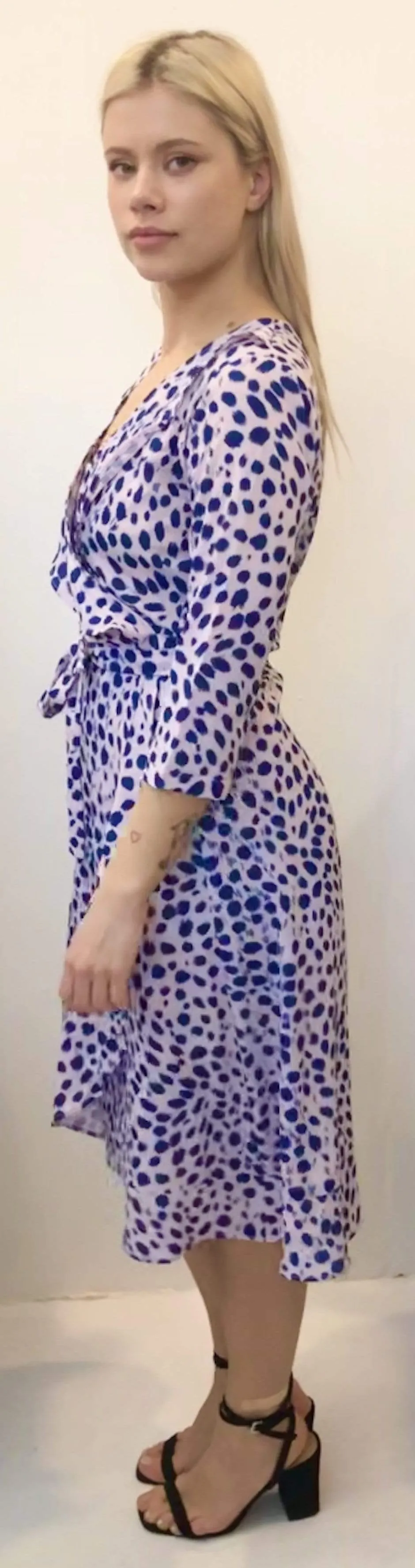 The Midi Flirty Wrap Dress w/ 3/4 Sleeves - Hamptons Weekend