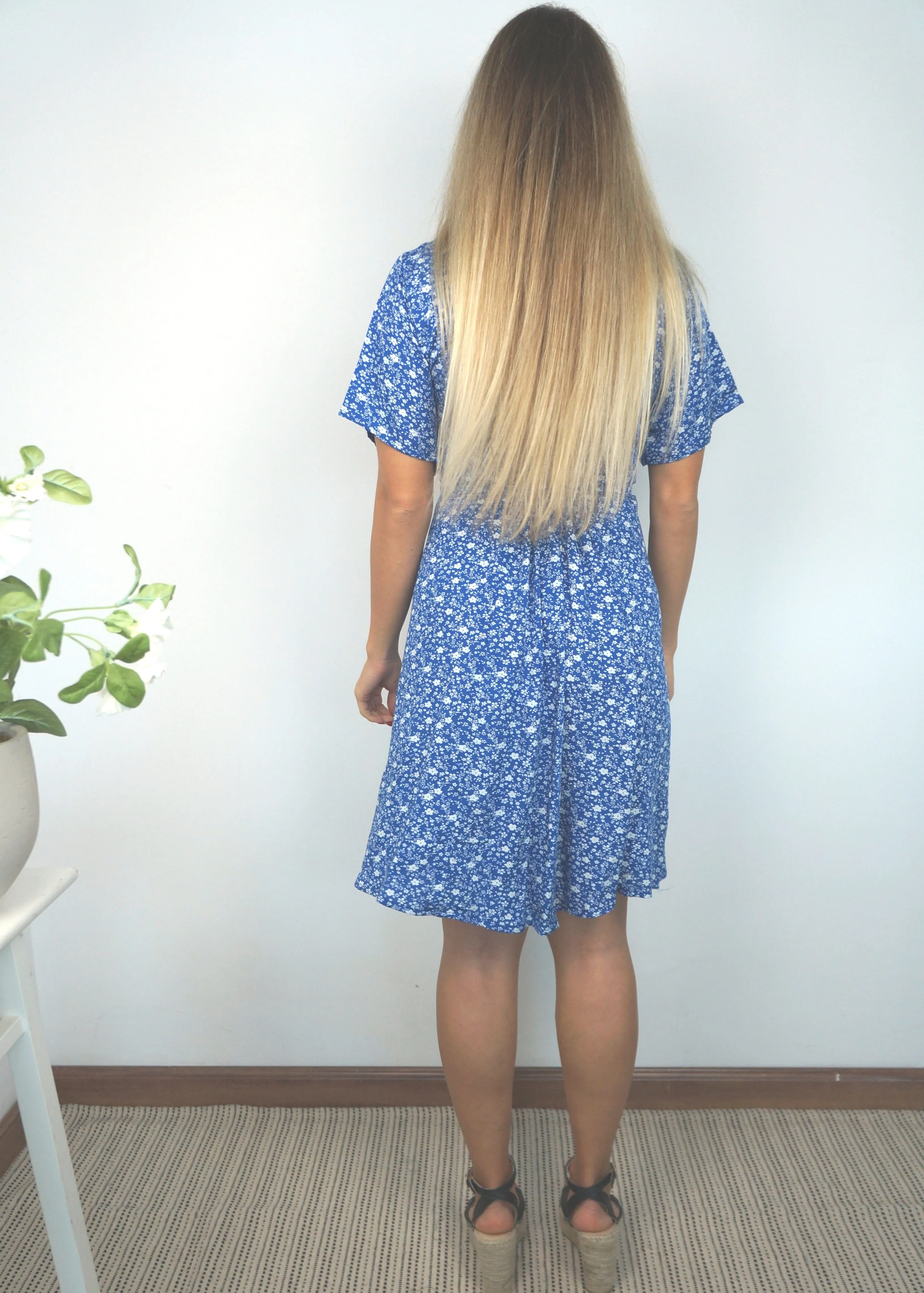 The Mini Wrap Dress - Ditsy Royal